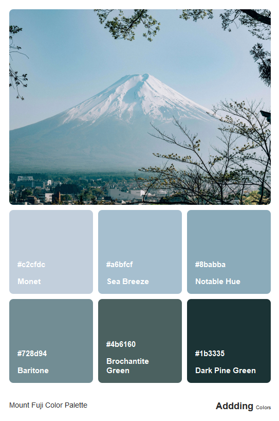 Mount Fuji Color Palette, Combinations & Schemes | Octet Design Labs