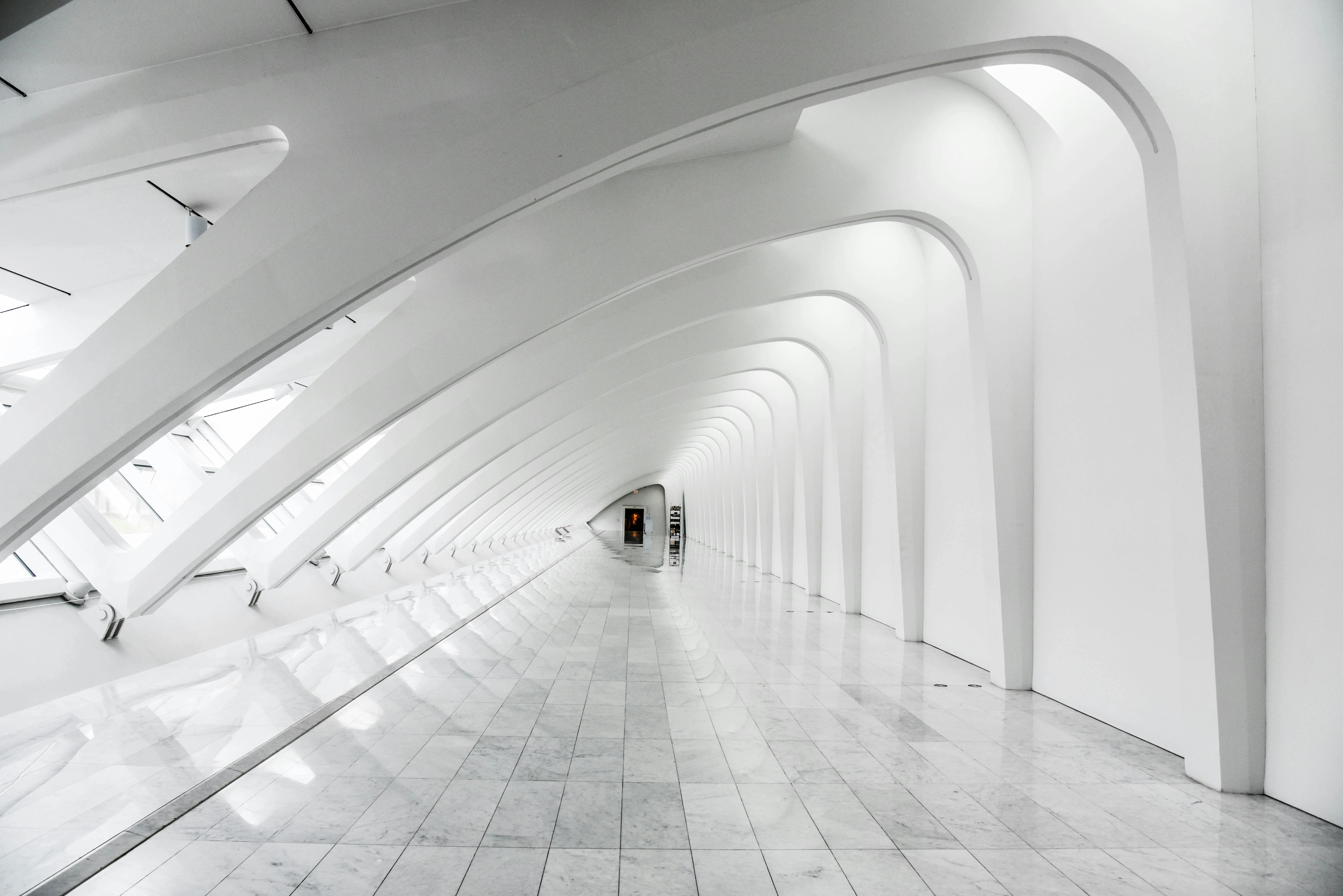 Futuristic White Arched Corridor