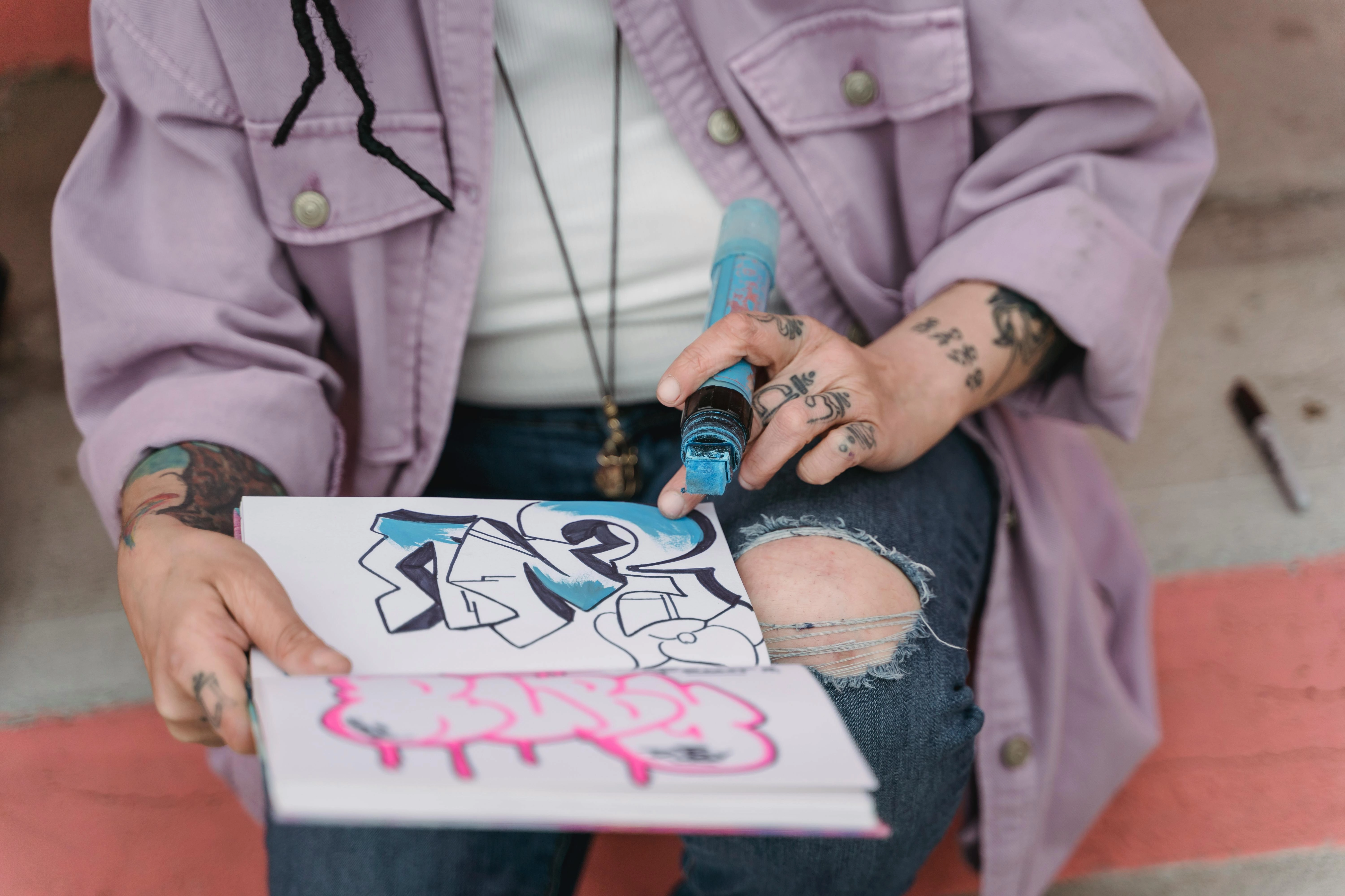 Graffiti Artist Creating Artwork