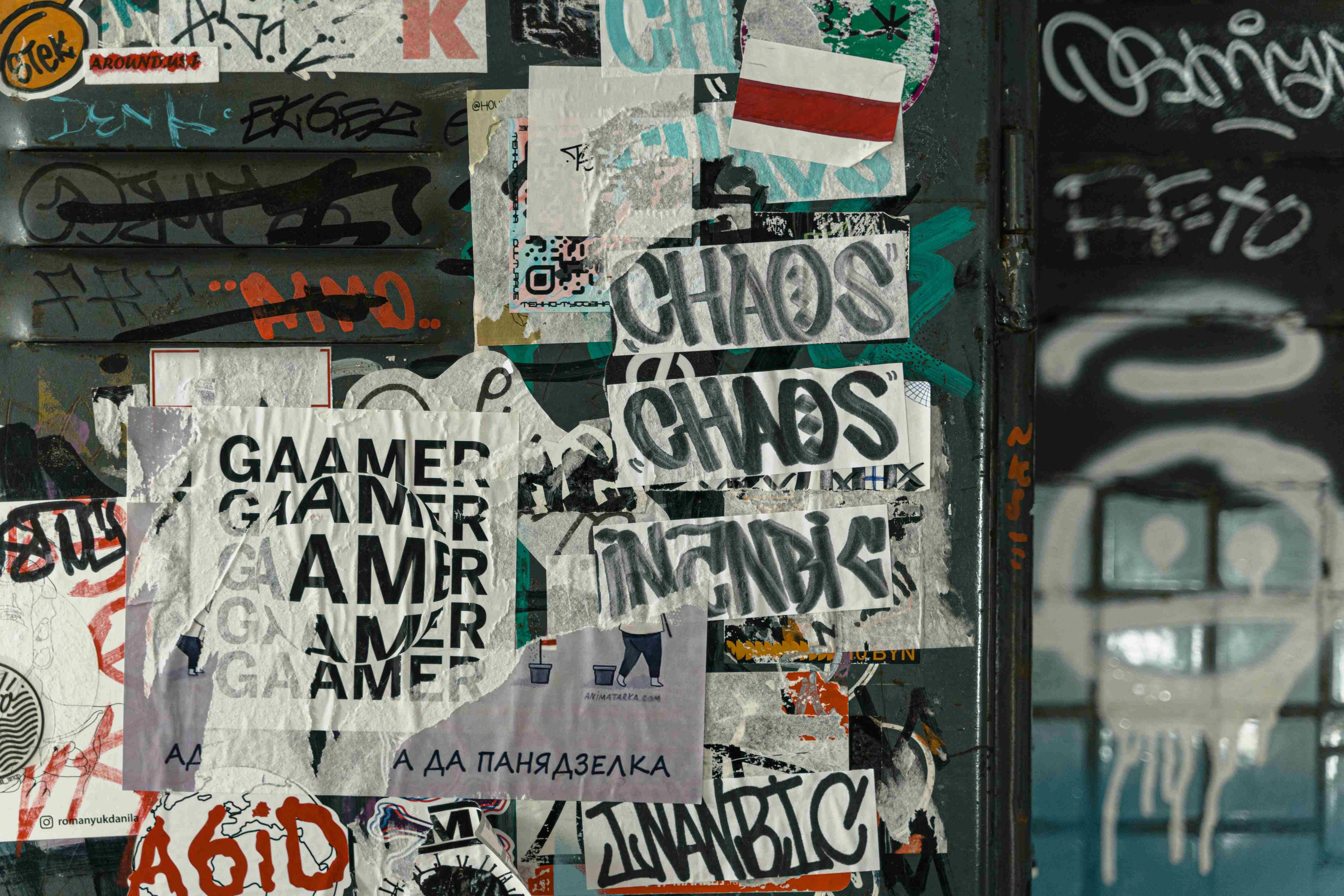 Urban Graffiti and Stickers Wall