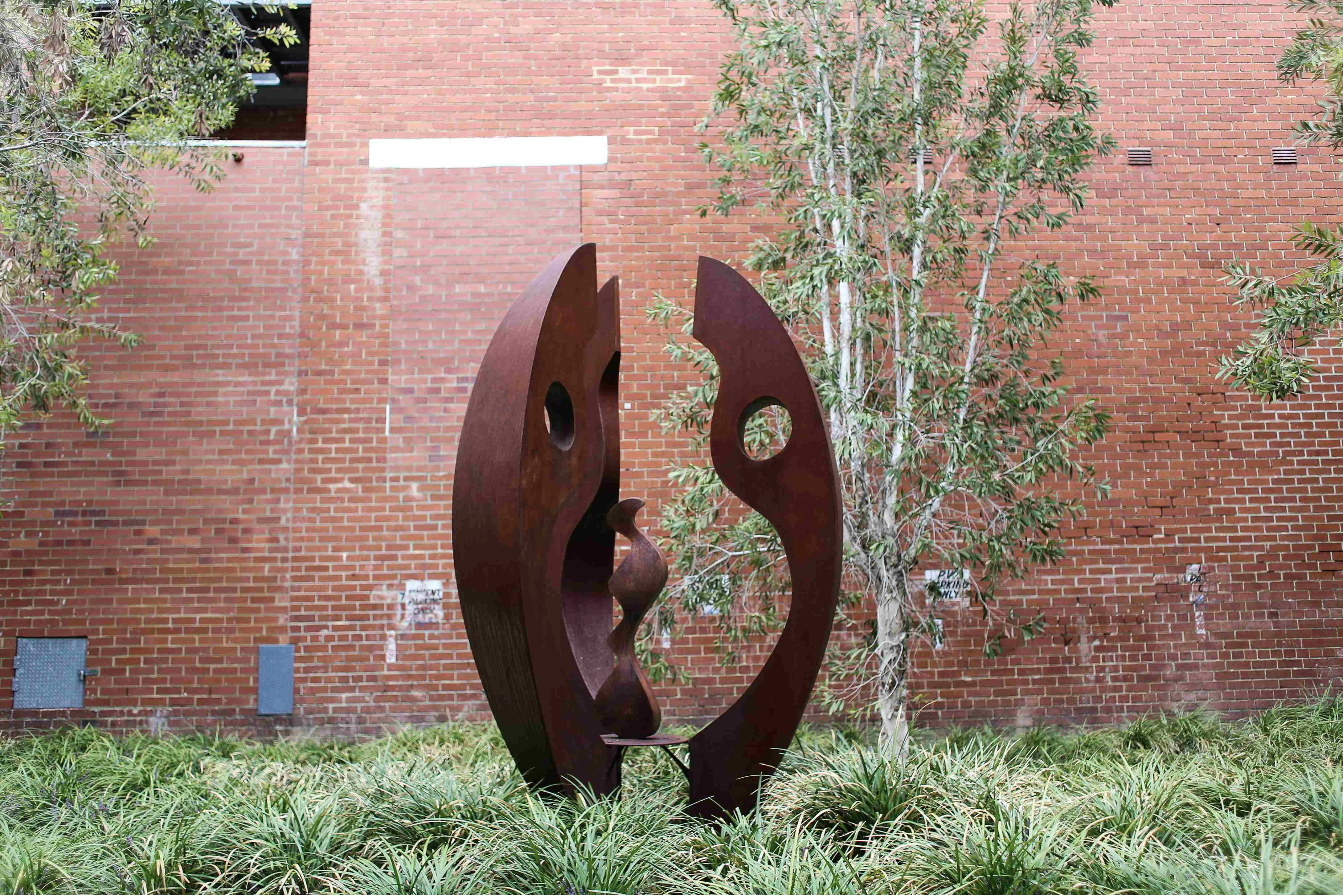 Abstract Sculpture in Courtyard