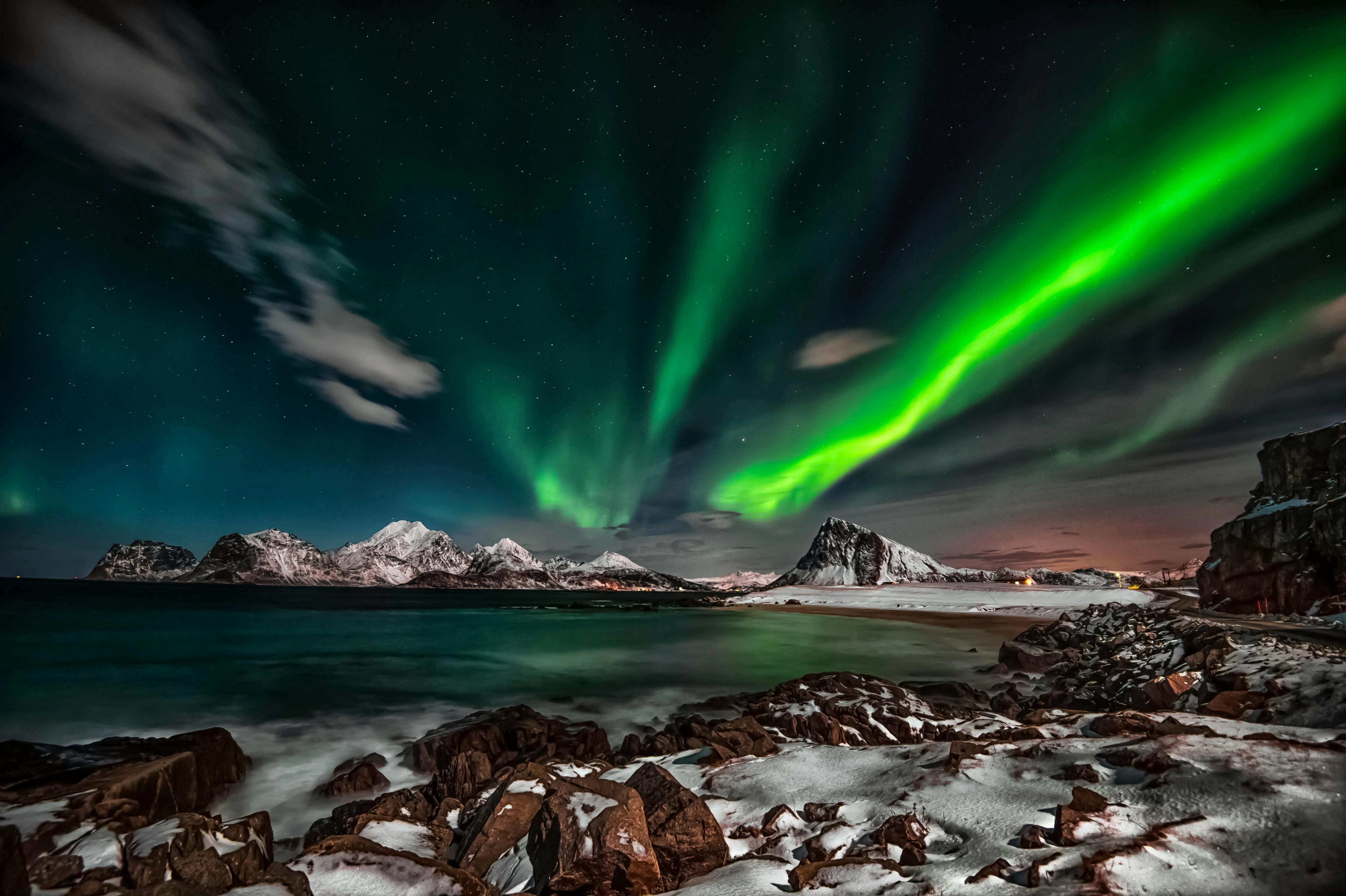 Aurora over Arctic Mountains