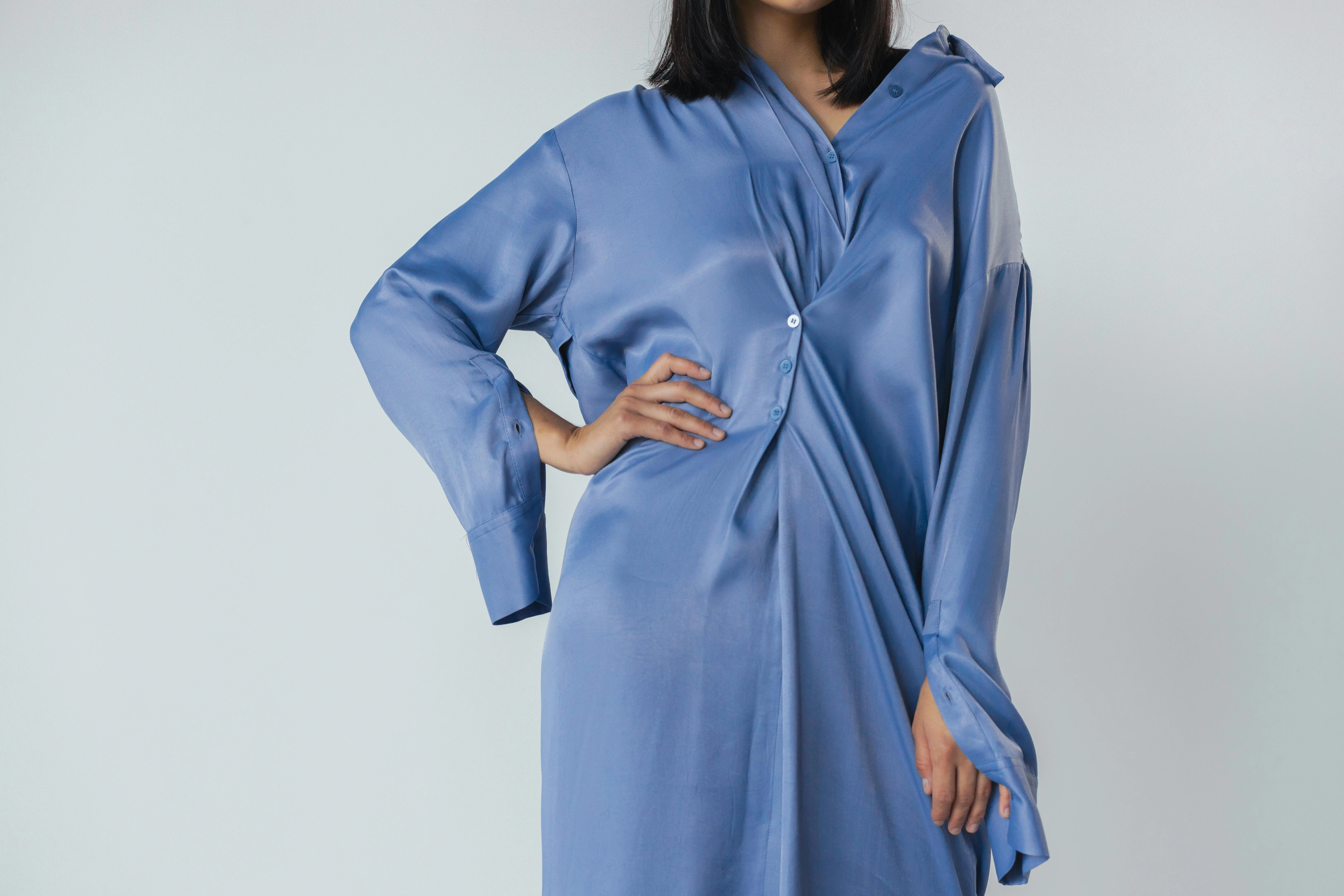 Blue Silk Flowing Dress Blue Silk Flowing Dress