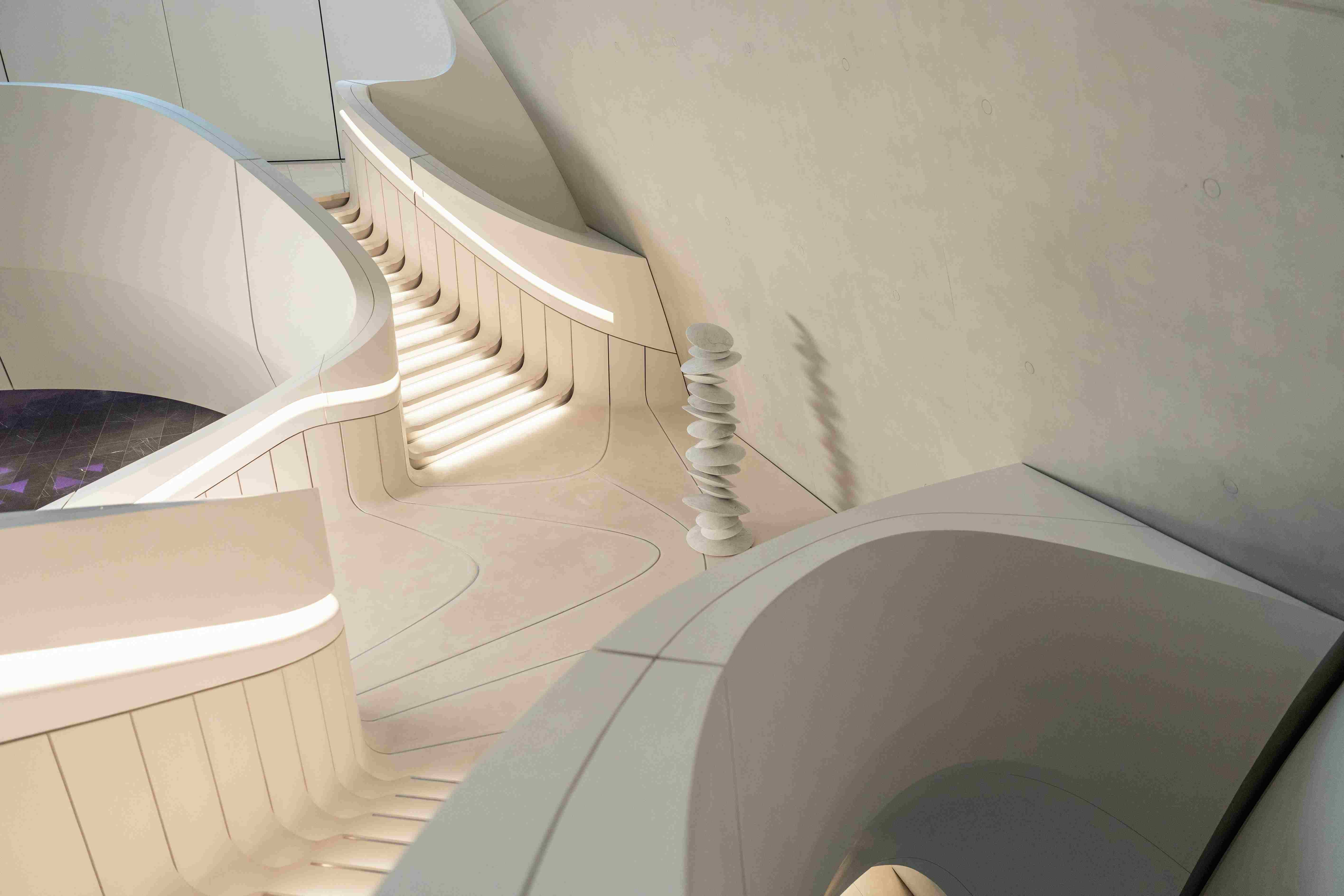 Futuristic Curved White Staircase