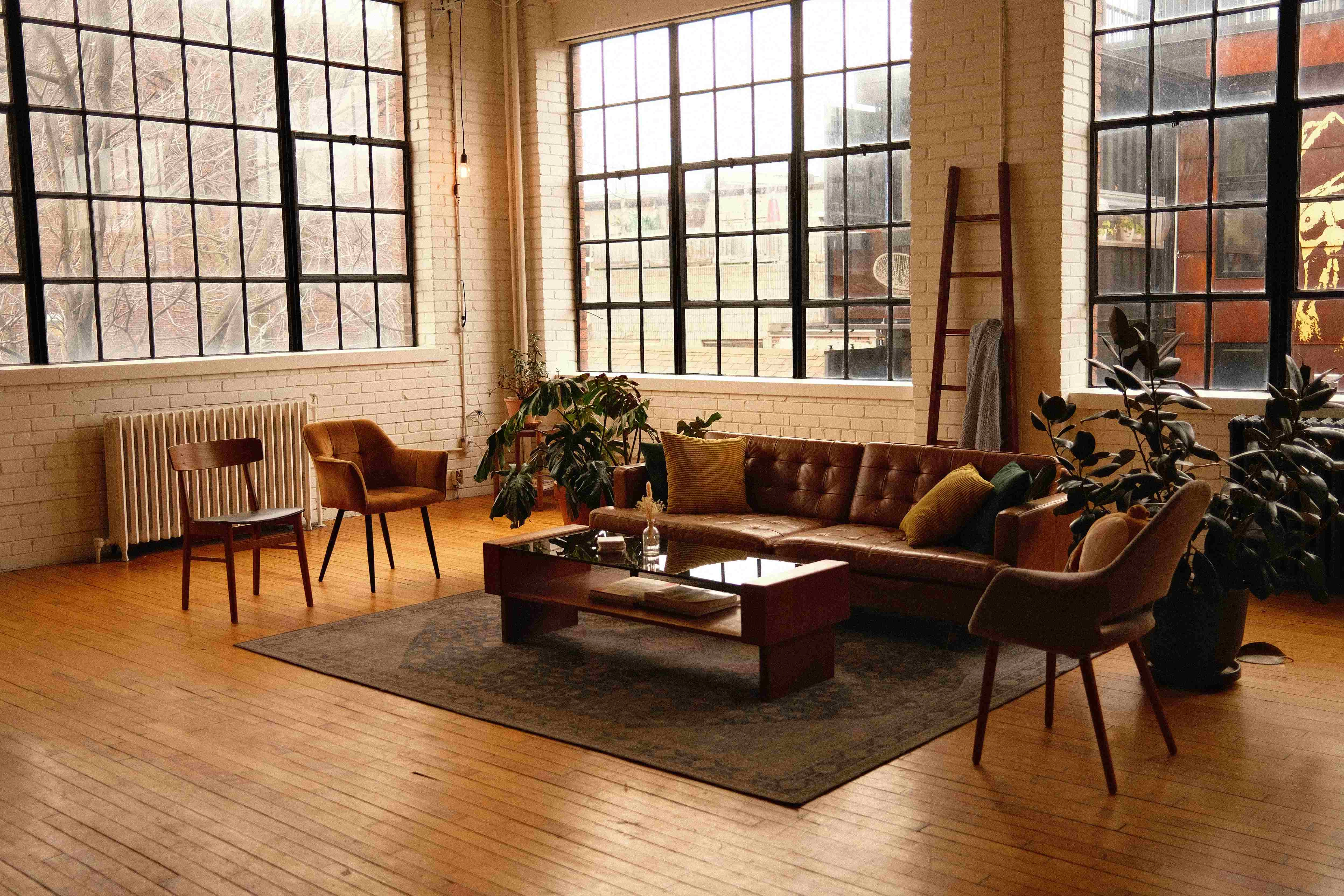 Loft Living Room with Windows Loft Living Room with Windows