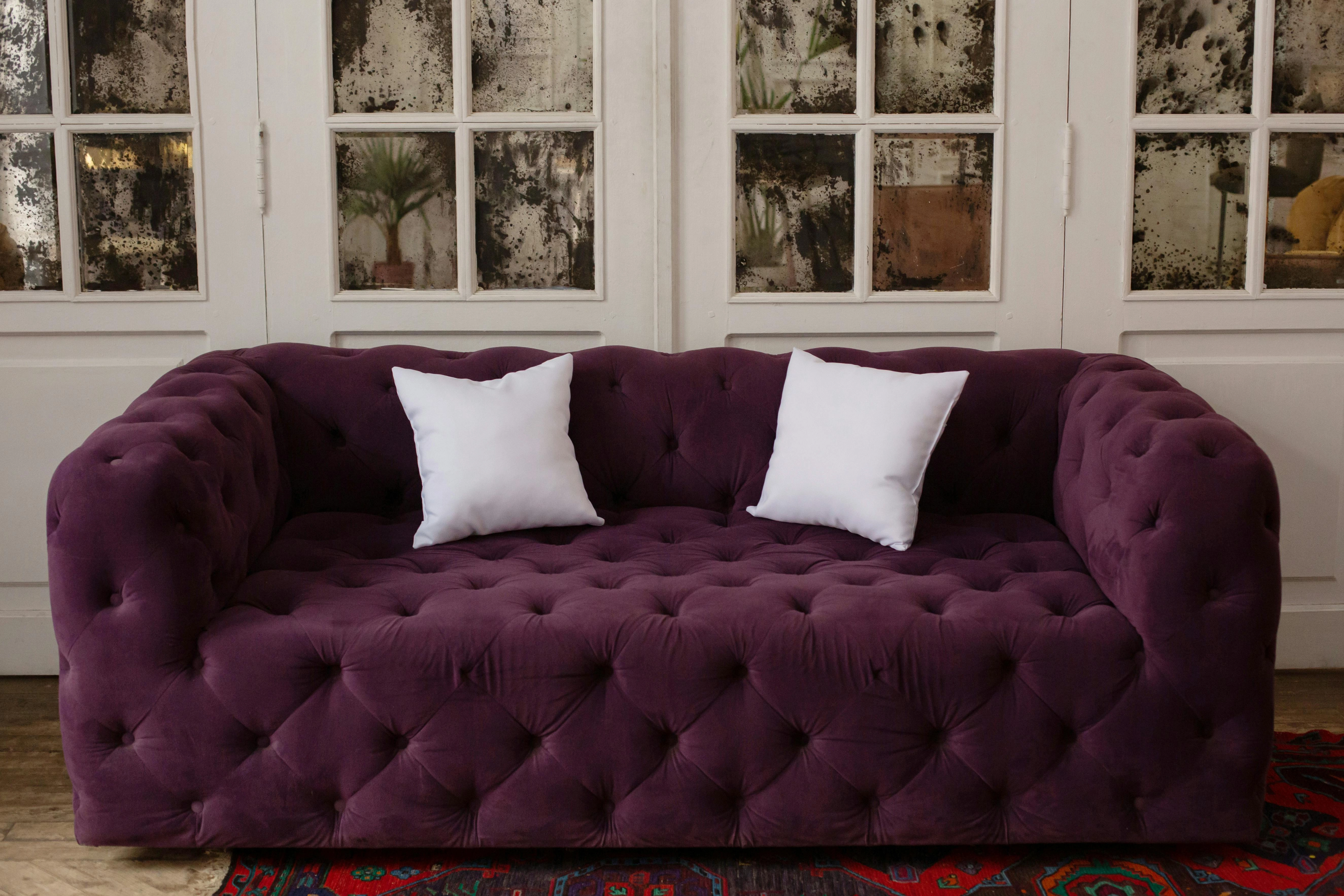 Plum Velvet Tufted Sofa Plum Velvet Tufted Sofa