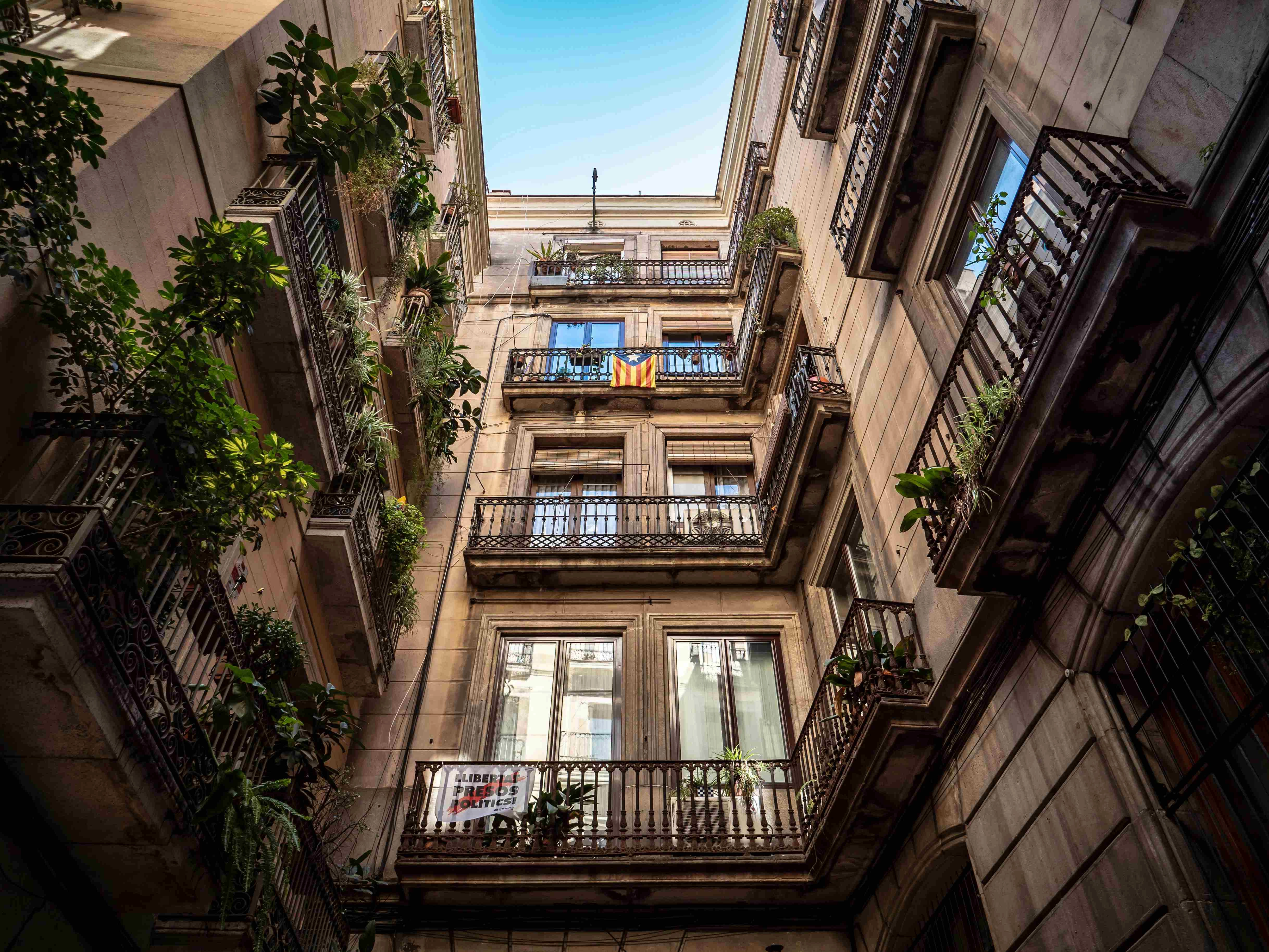 Mediterranean Courtyard with Flags Mediterranean Courtyard with Flags