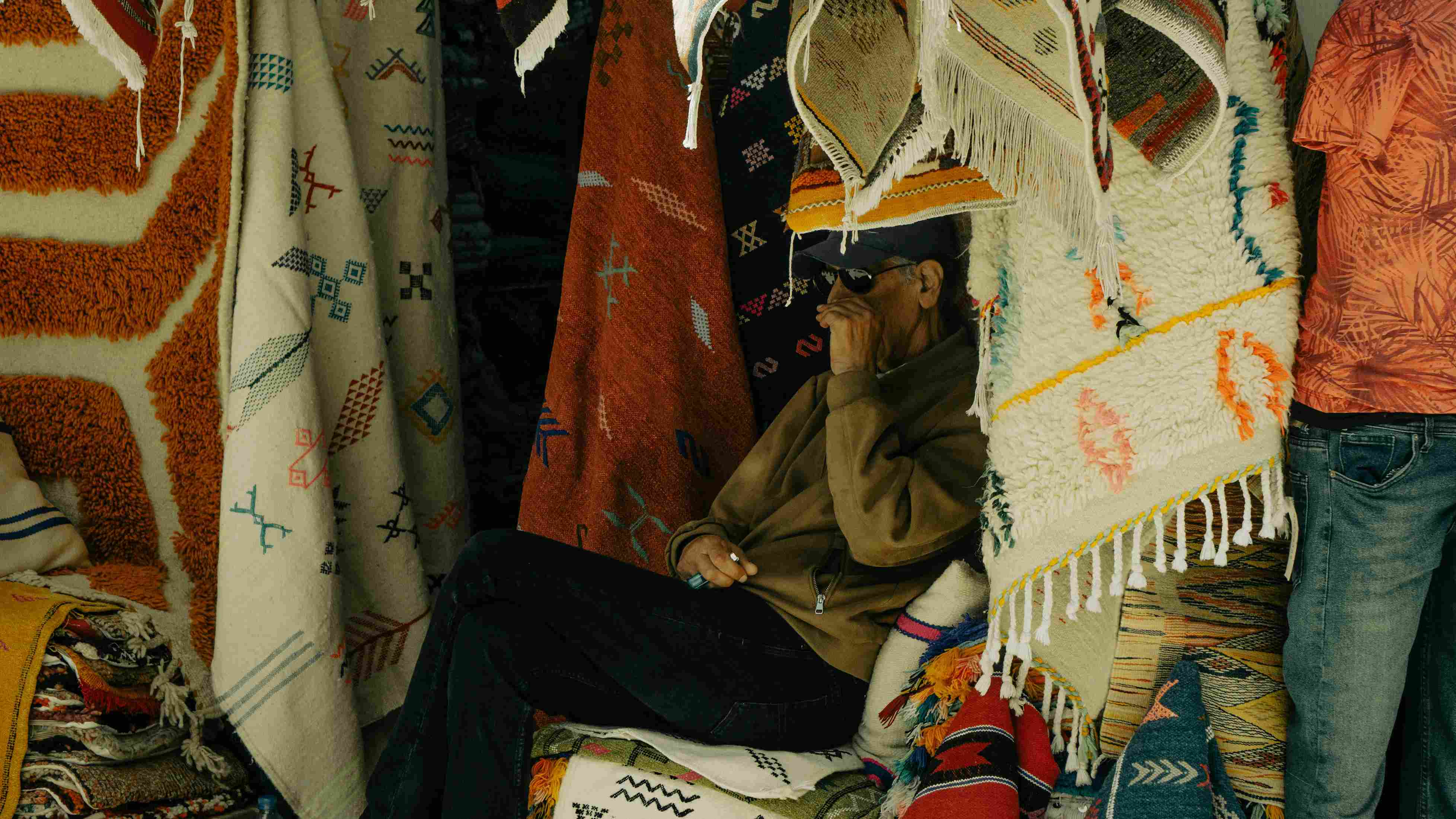 Moroccan Textile Market Vendor