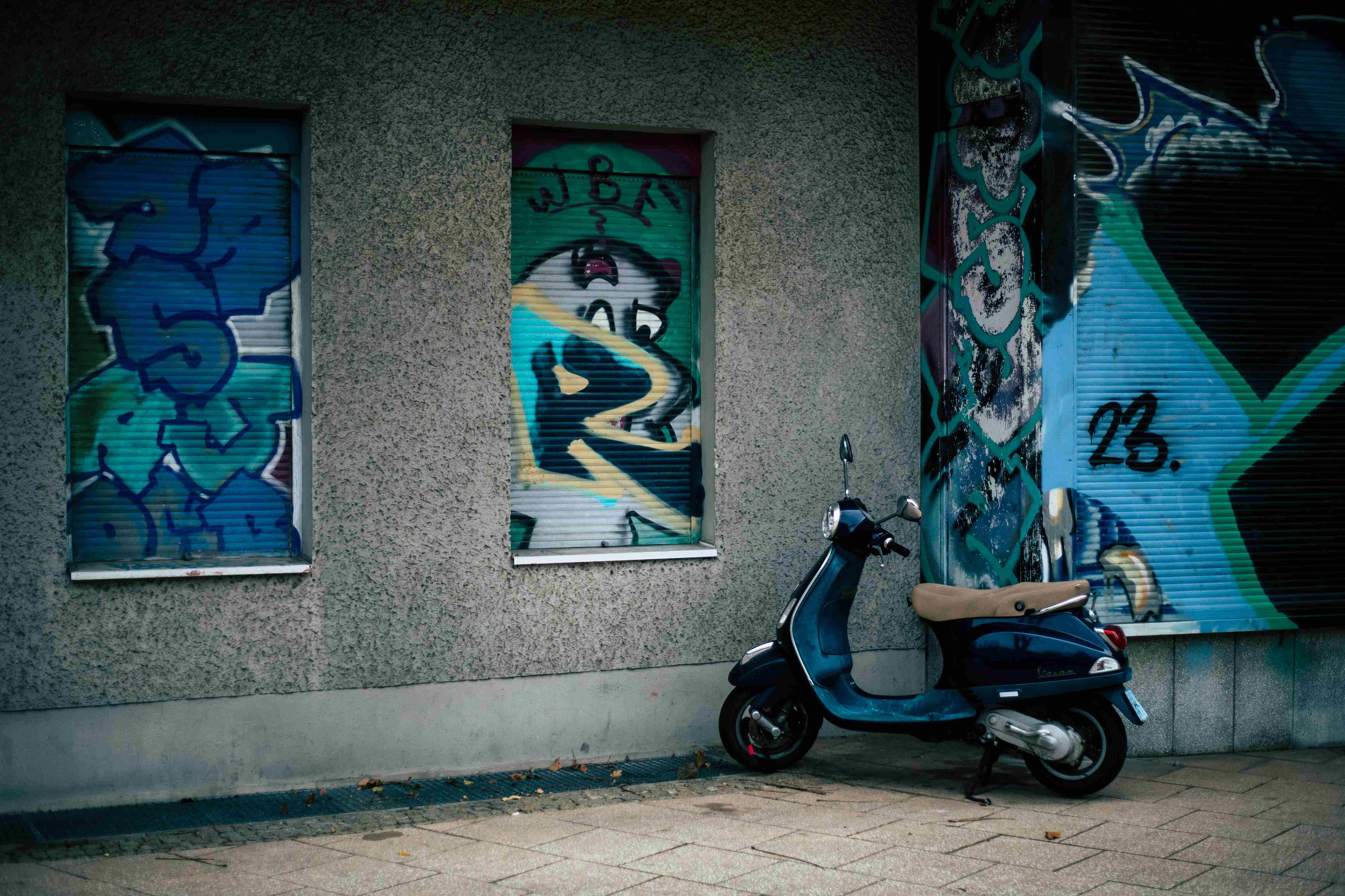 Urban Graffiti and Scooter Scene