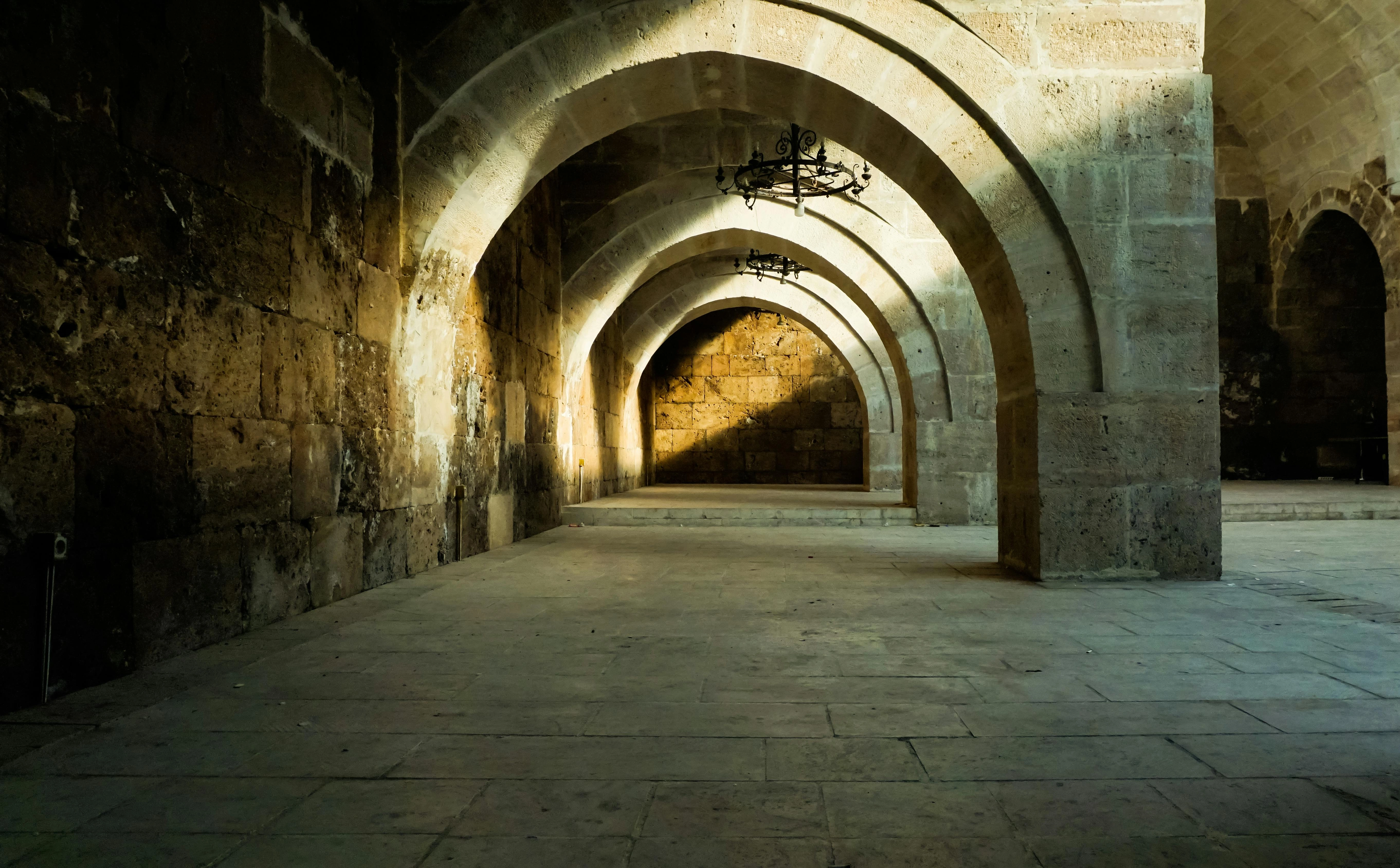 Ancient arched stone corridor Ancient arched stone corridor