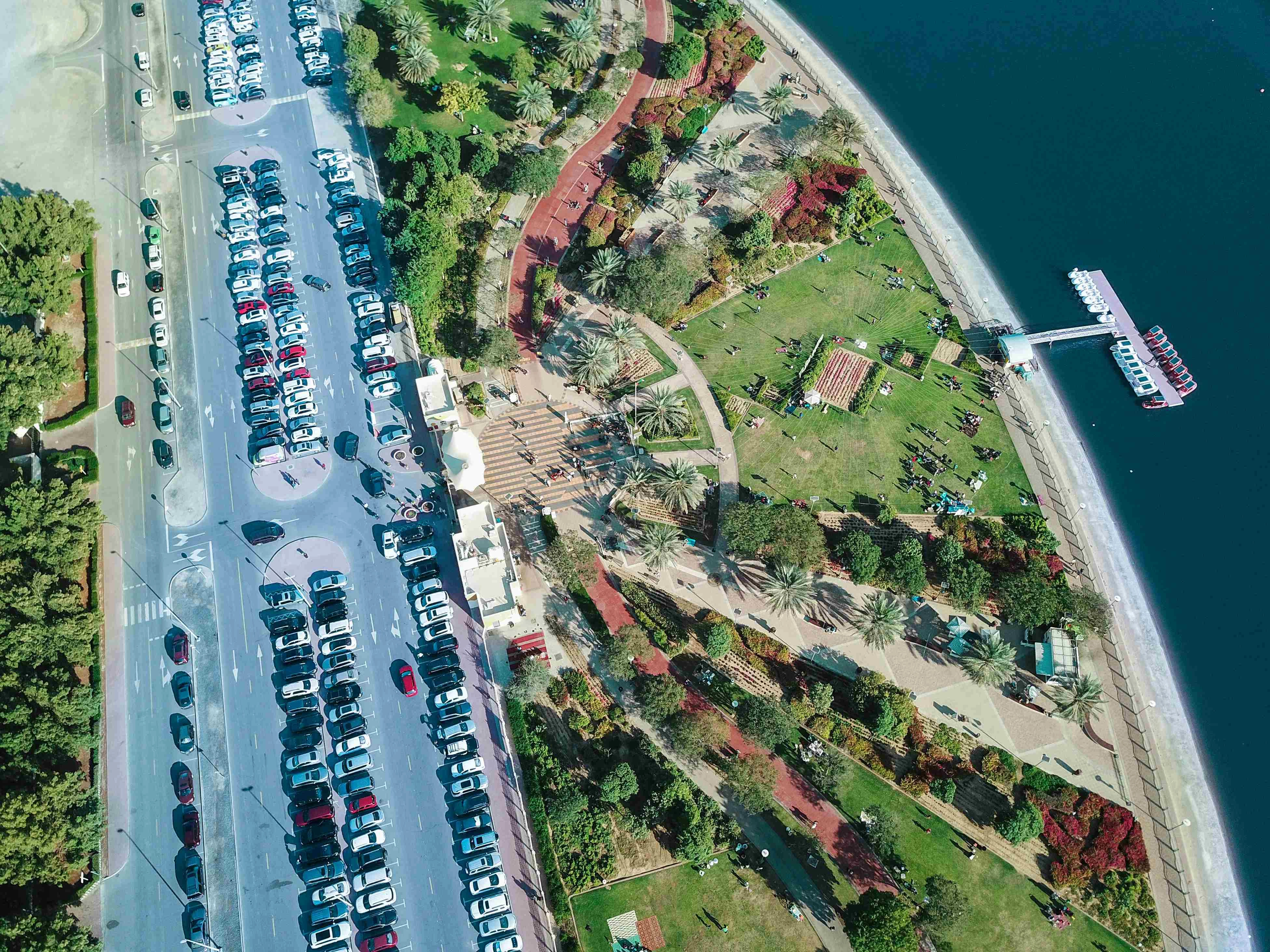 Coastal marina aerial view