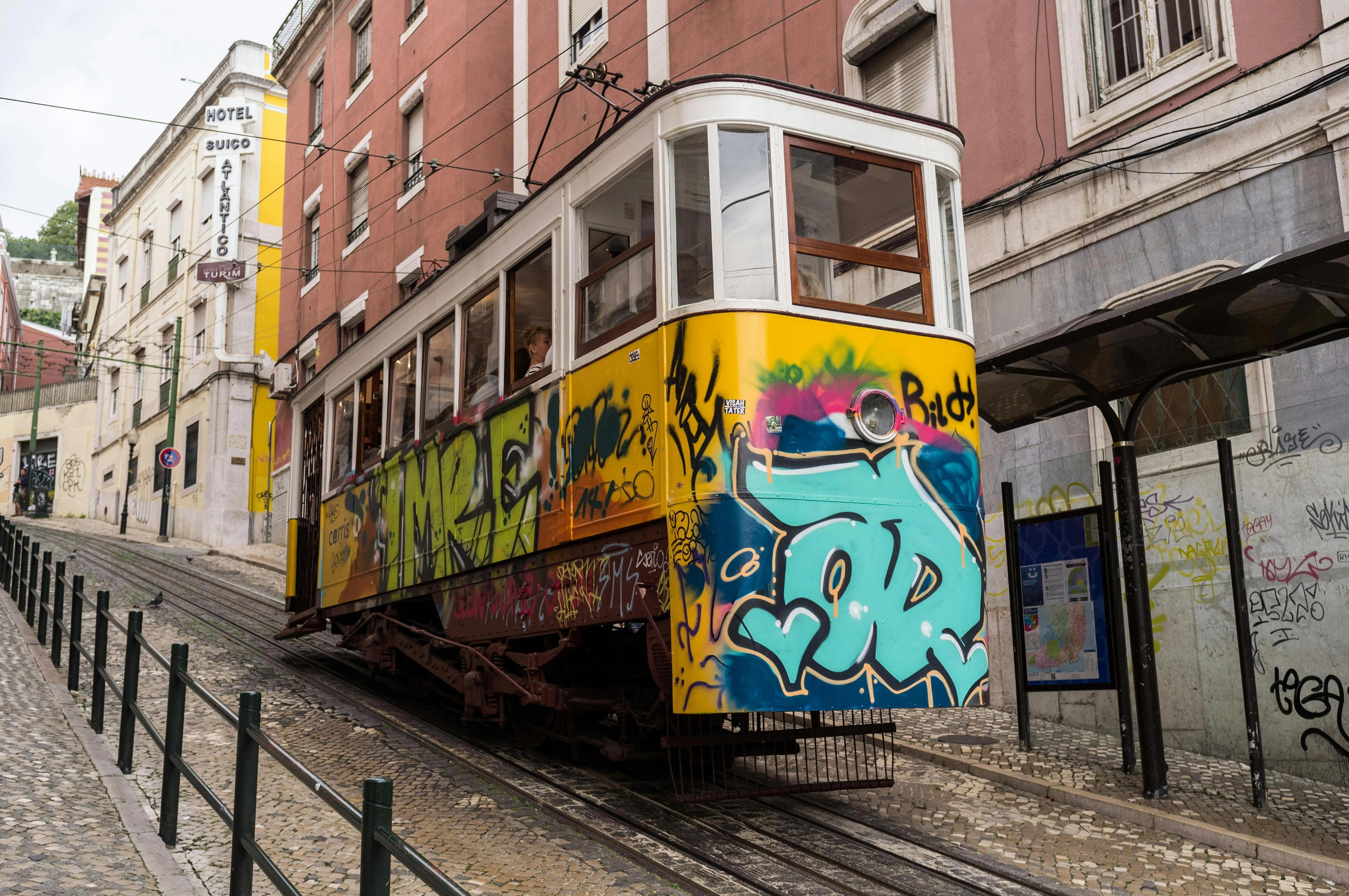 Graffitied Tram in Lisbon