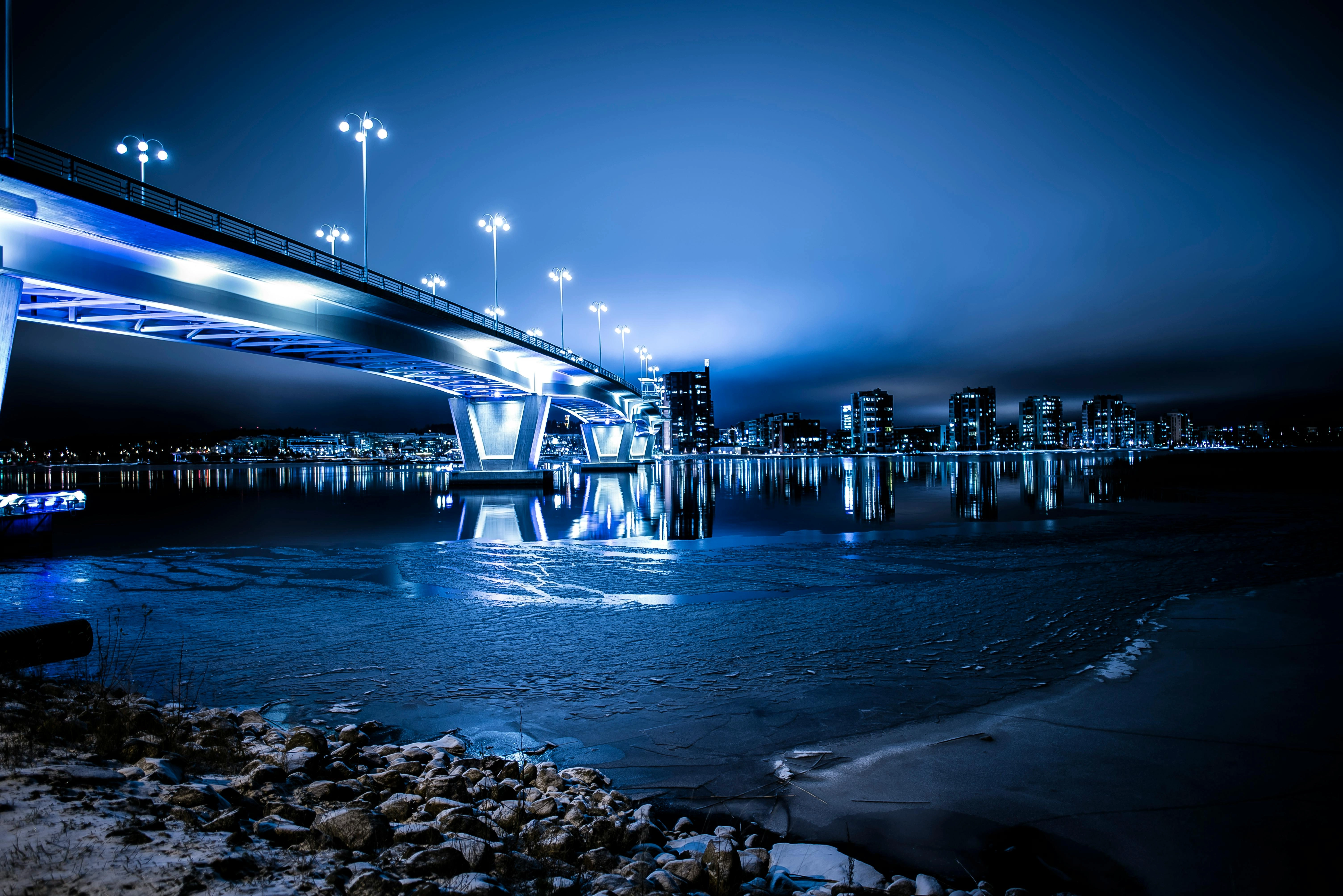 Illuminated Bridge Night Cityscape
