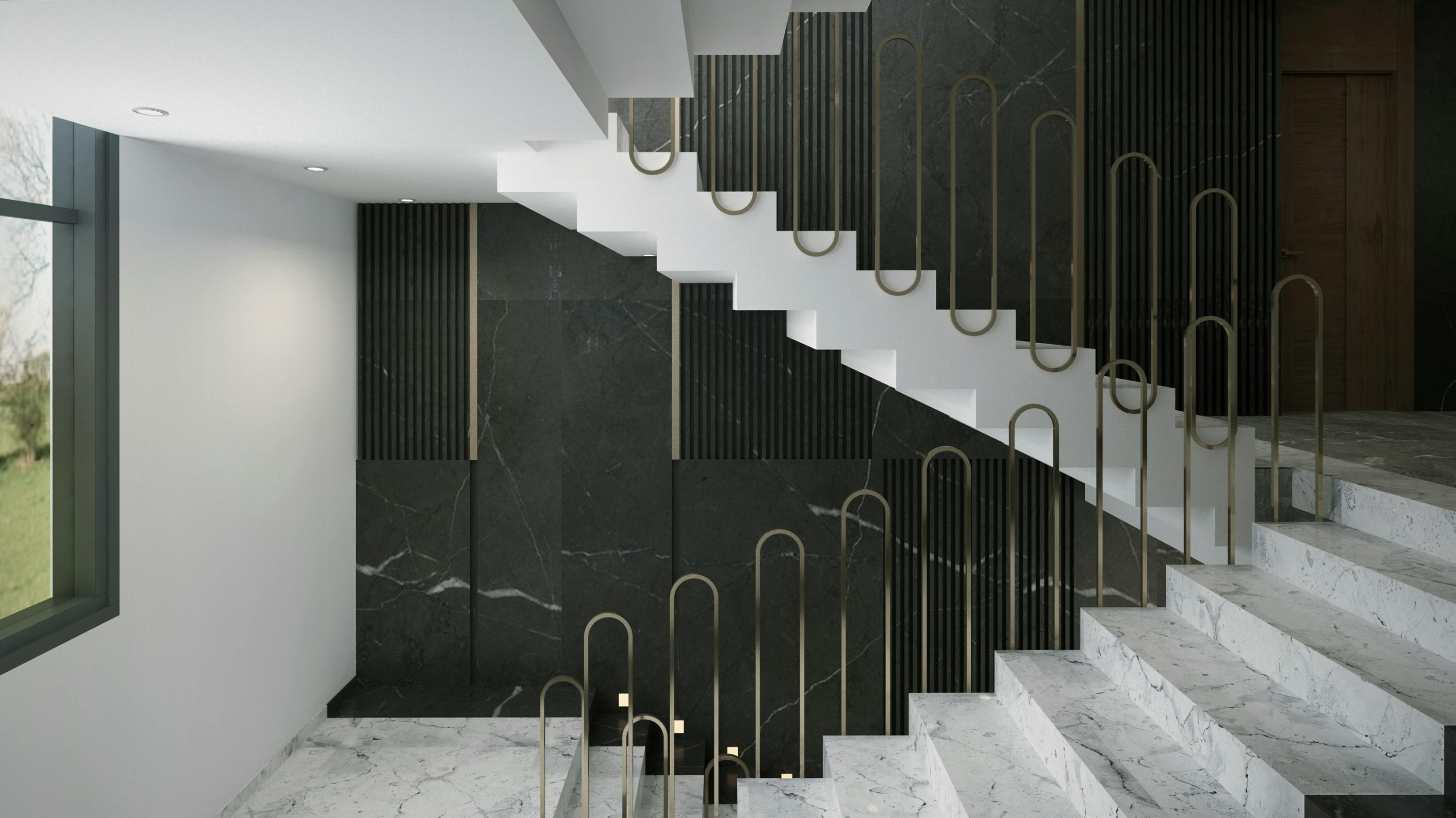 Luxe Marble and Brass Staircase Luxe Marble and Brass Staircase