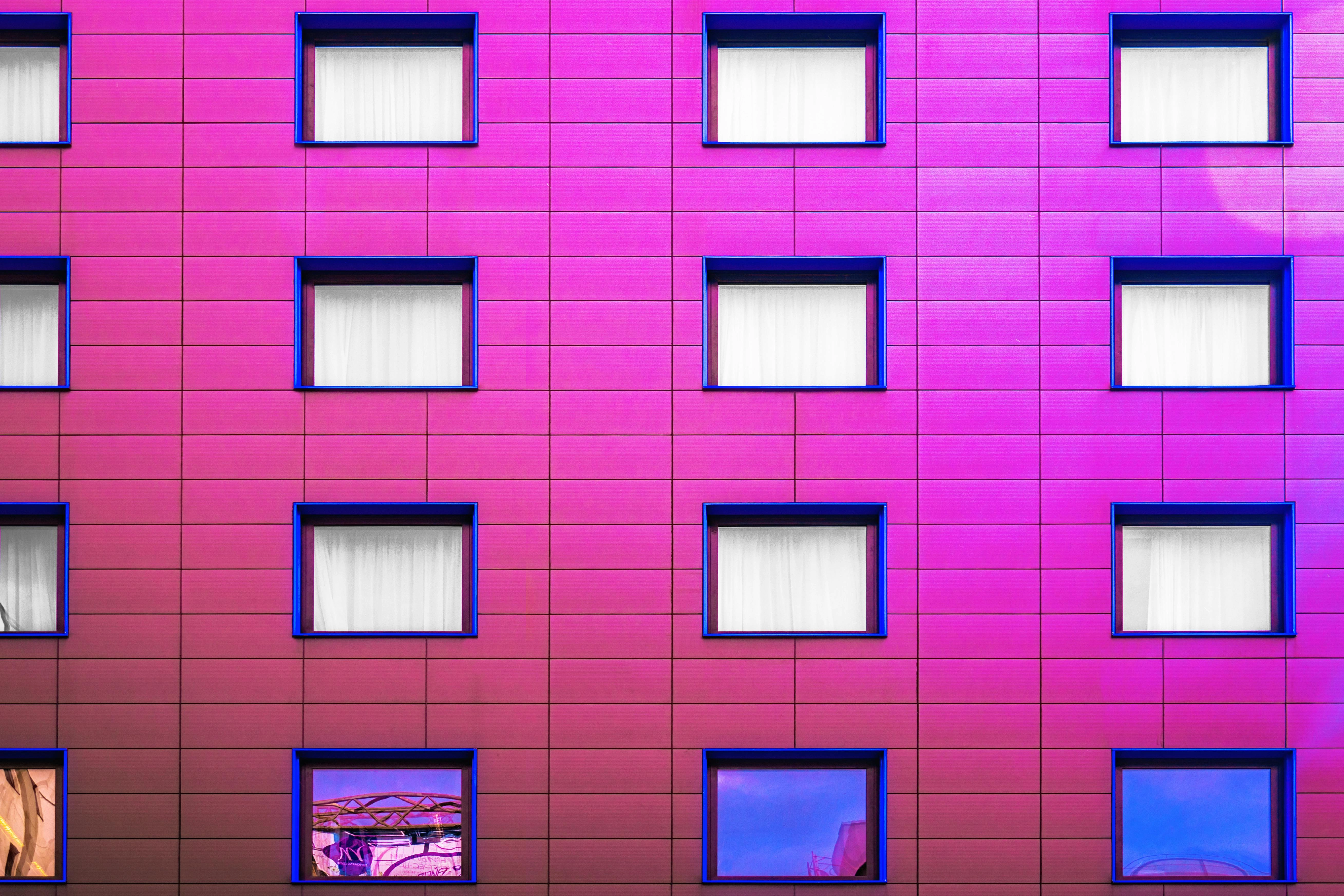 Vibrant Pink Geometric Facade Vibrant Pink Geometric Facade