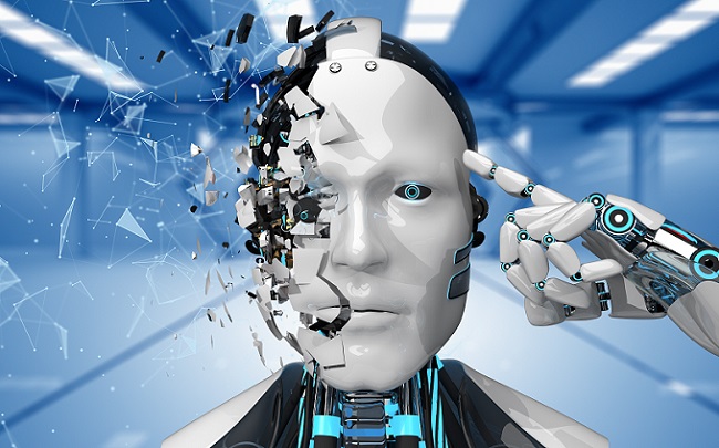 AI Robot Face Disintegration AI Robot Face Disintegration