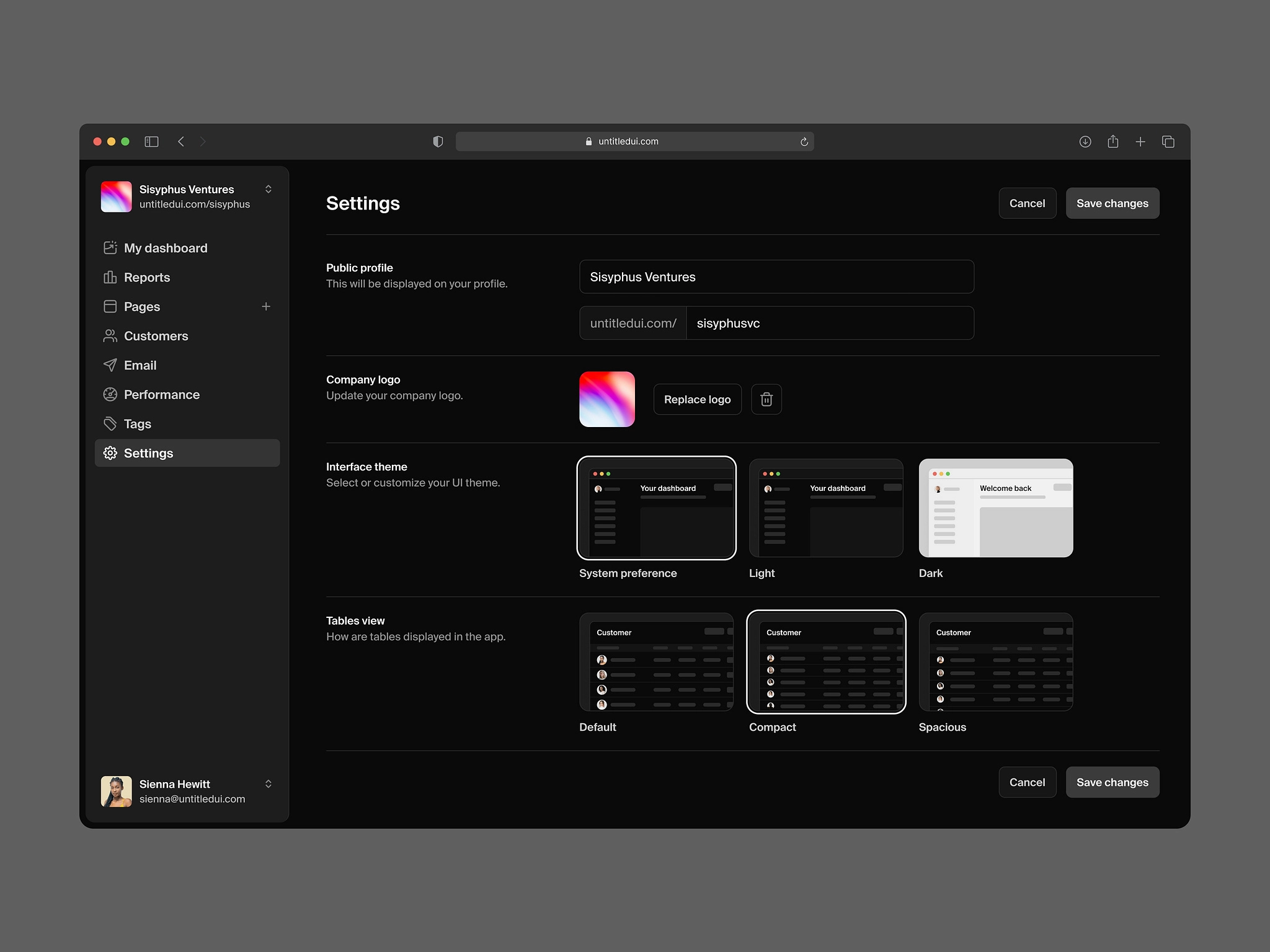 Dark-themed user controls