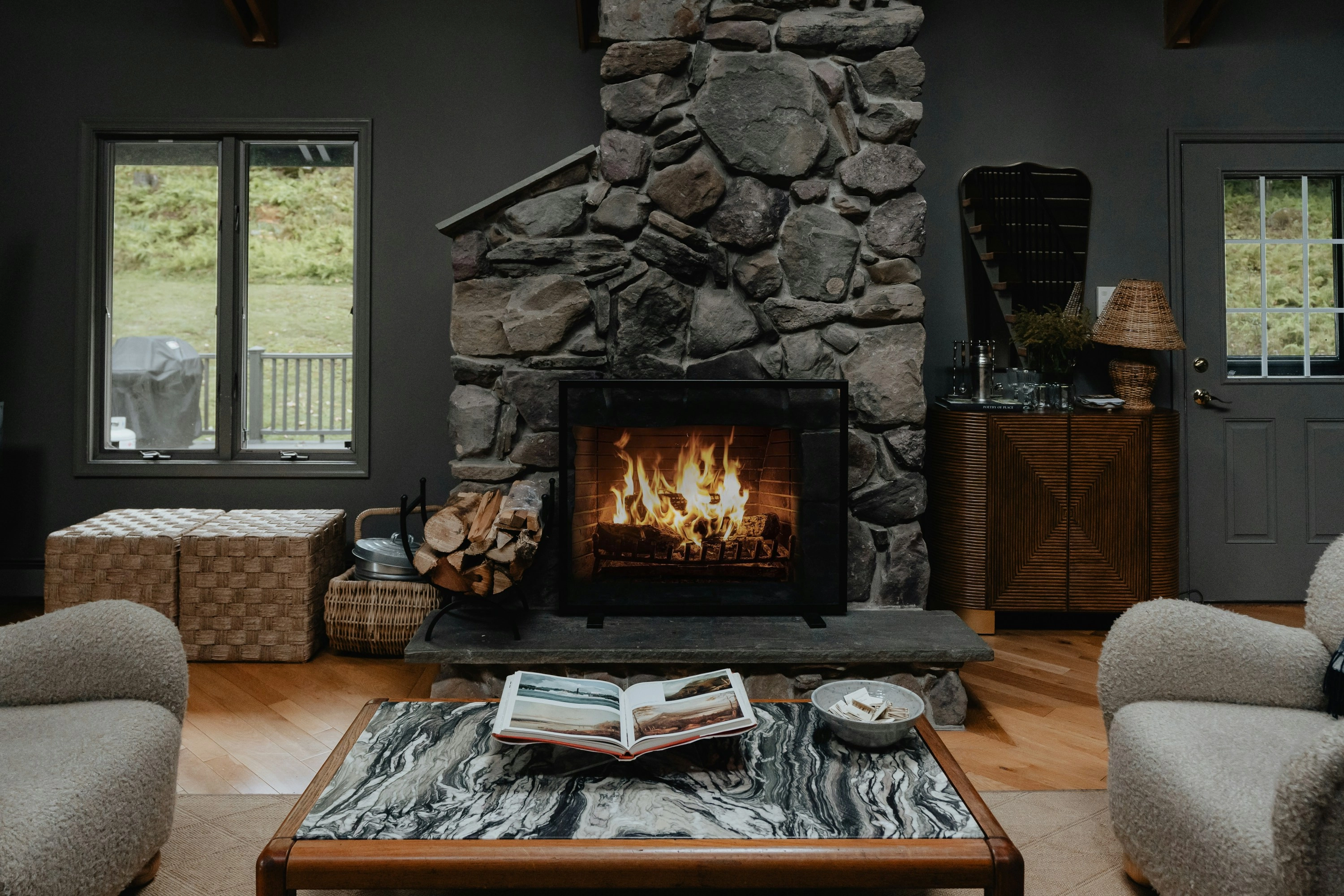 Cozy Fireplace Cabin Interior Cozy Fireplace Cabin Interior