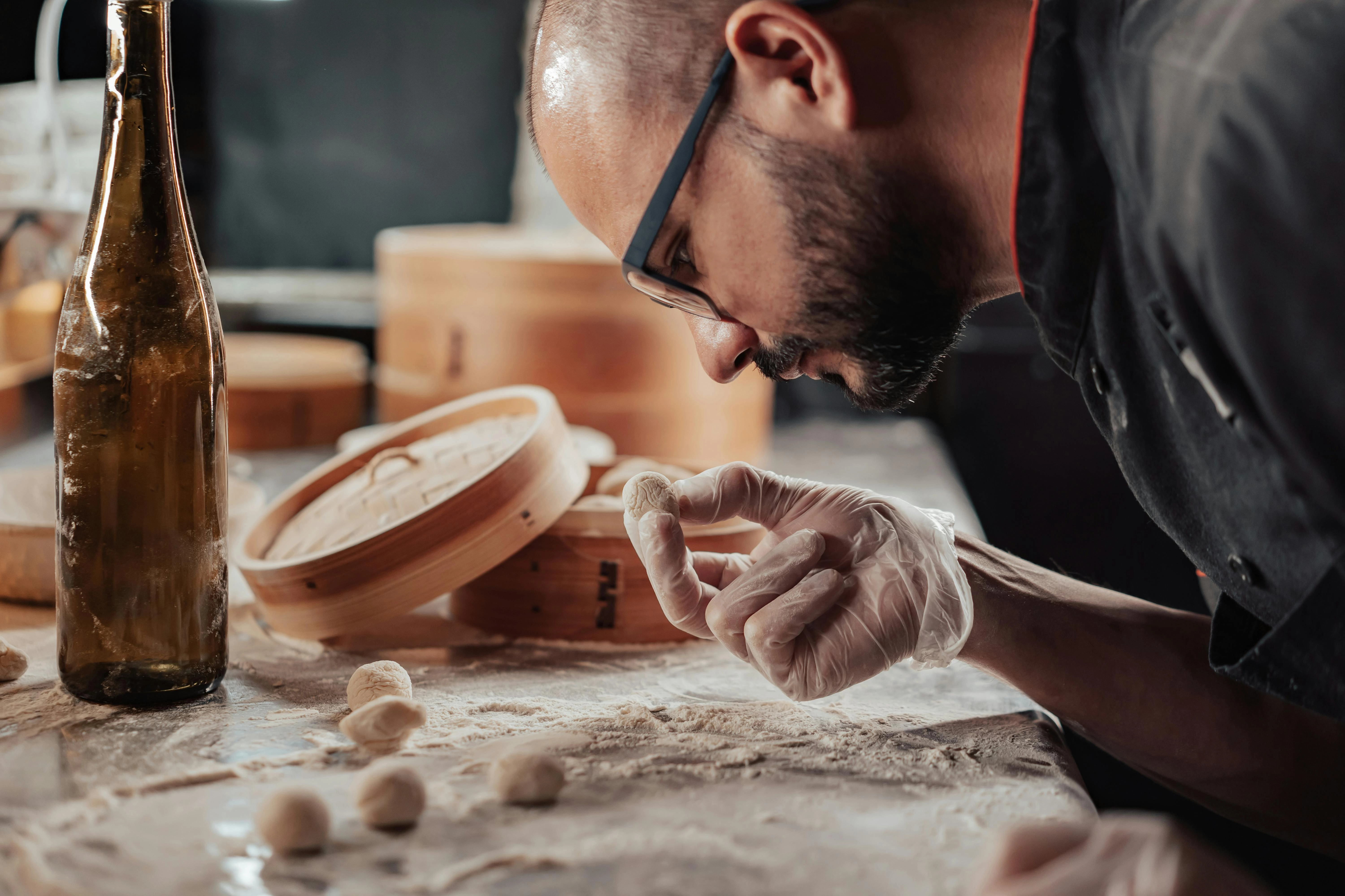 Artisanal pasta making closeup