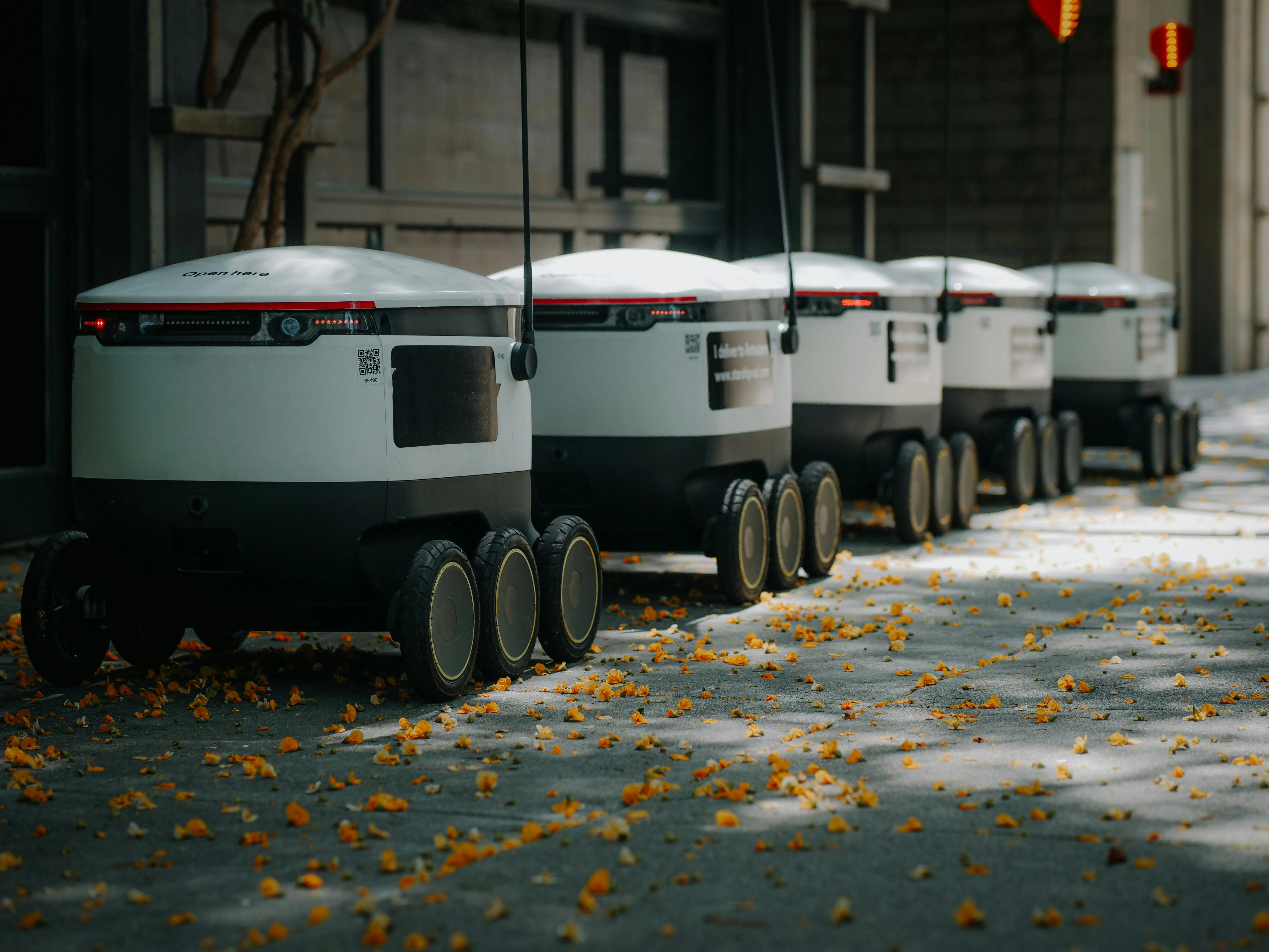 Autonomous Delivery Robots Lineup