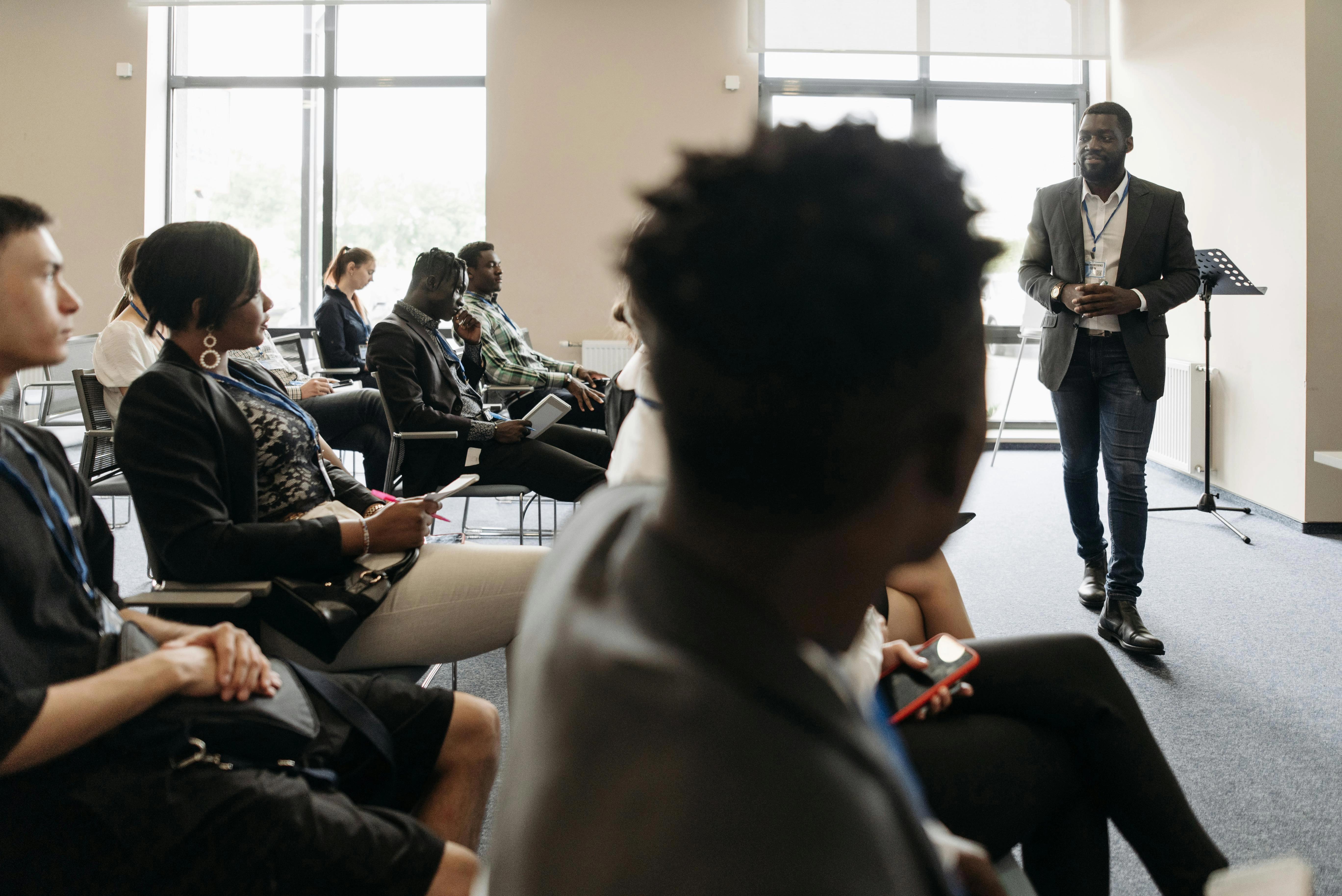 Business conference presentation speaker