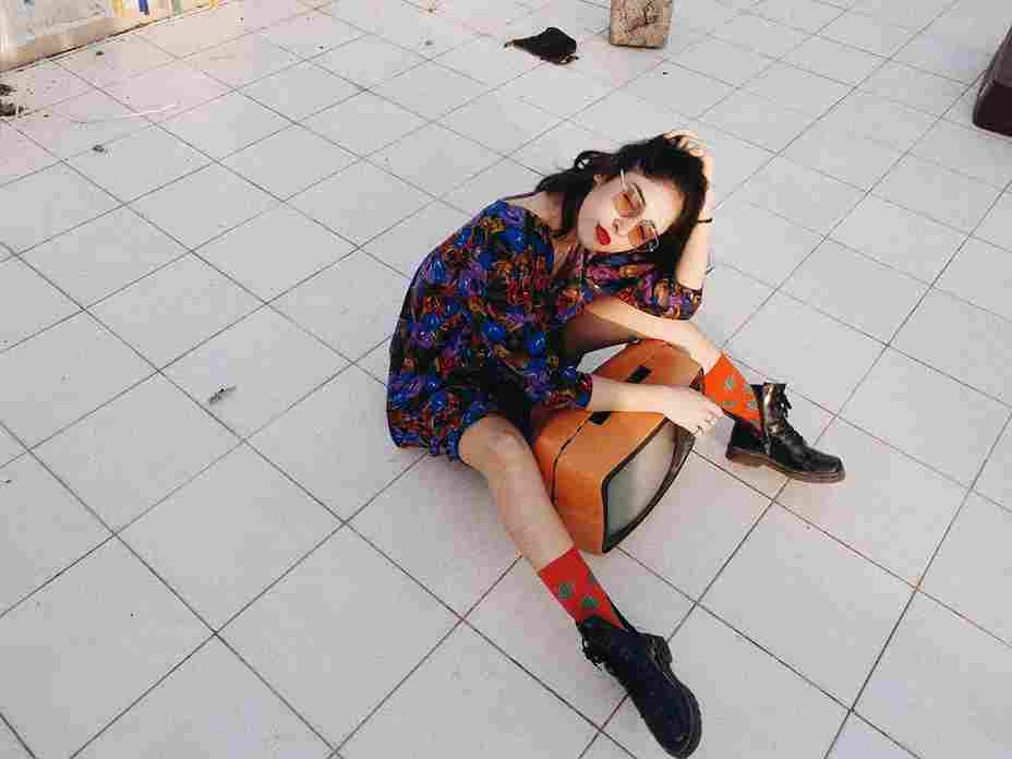 Colorful Fashion on Tiled Floor