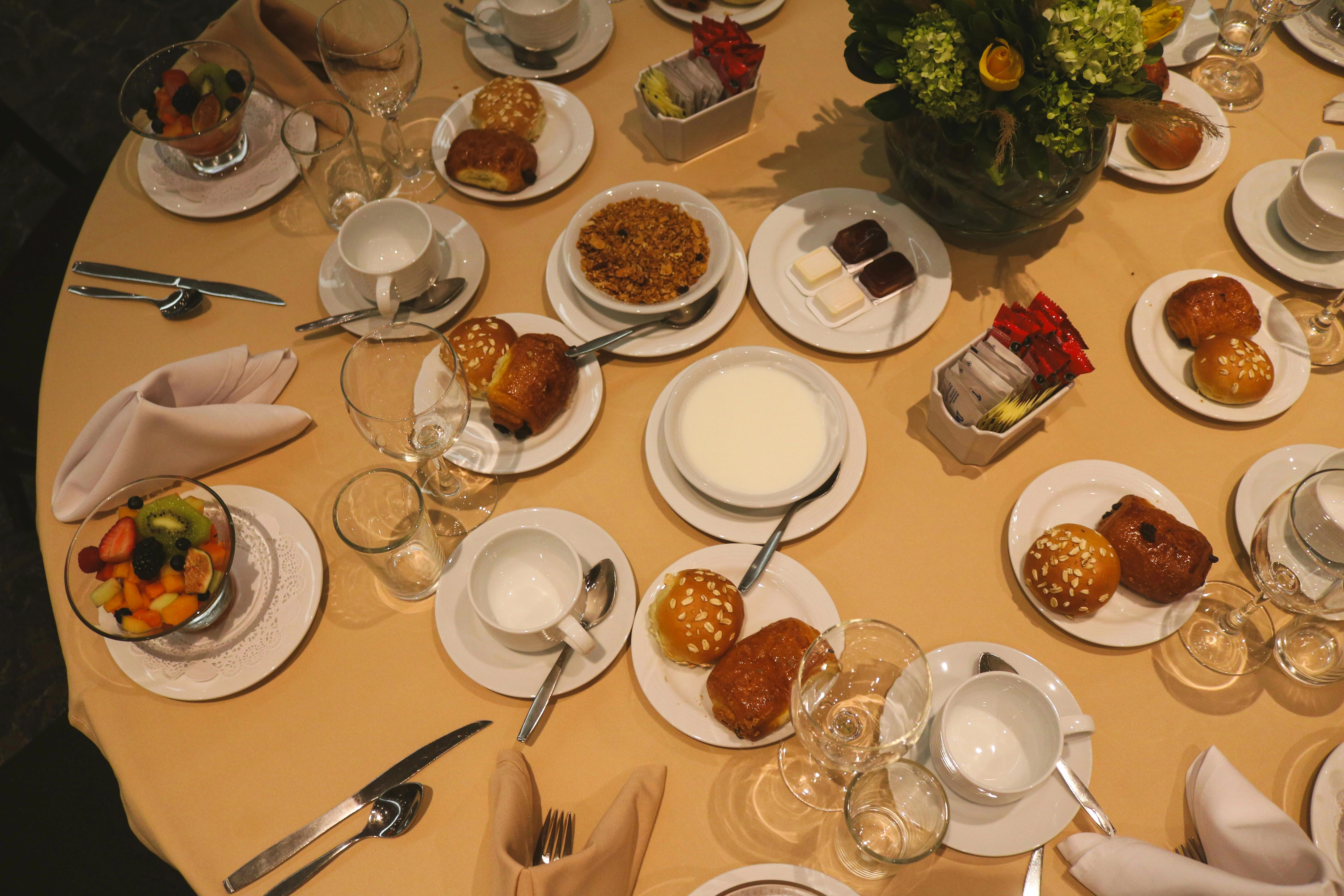 Elegant restaurant table spread