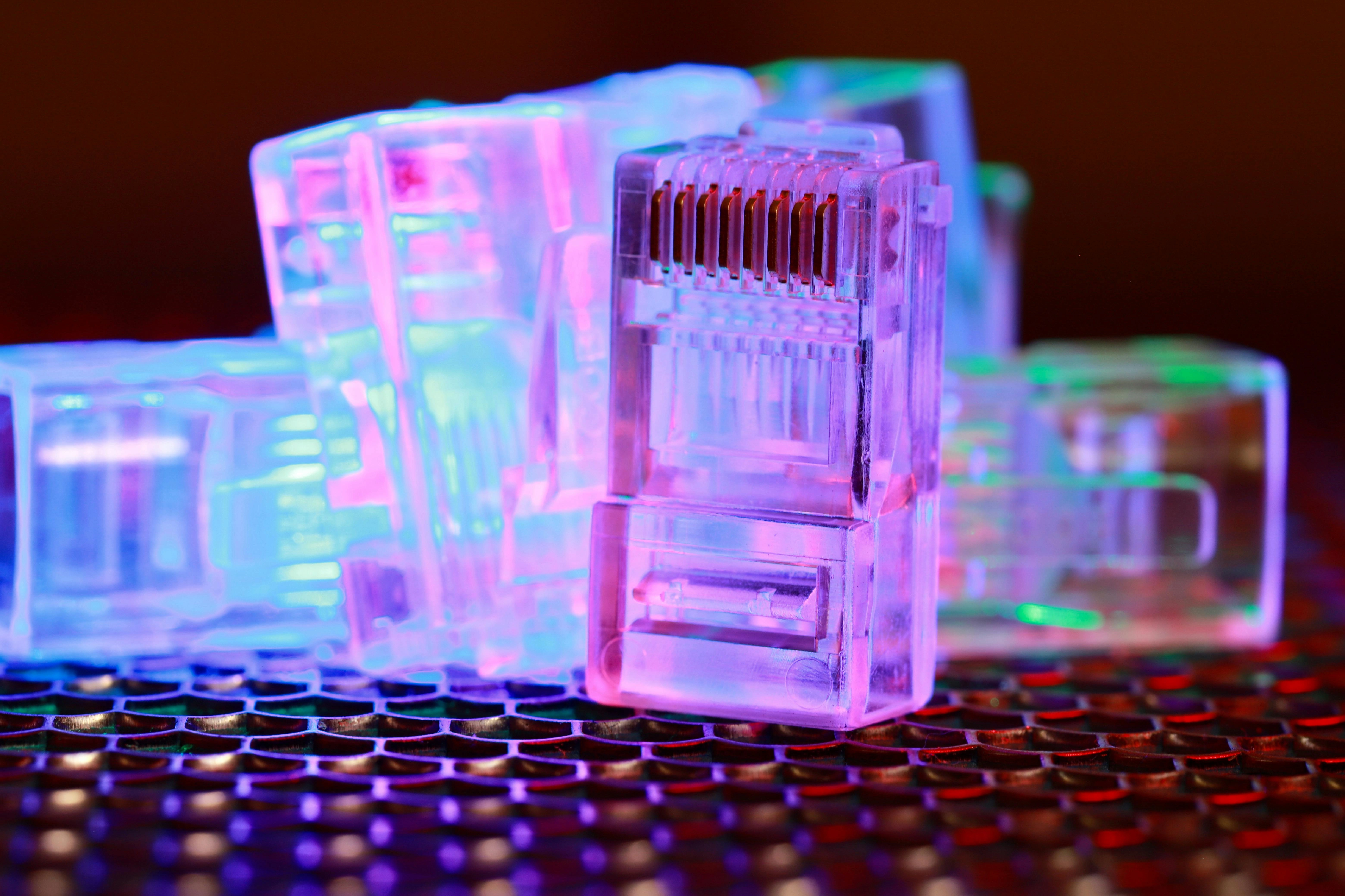 Neon-lit Ethernet Connectors Neon-lit Ethernet Connectors