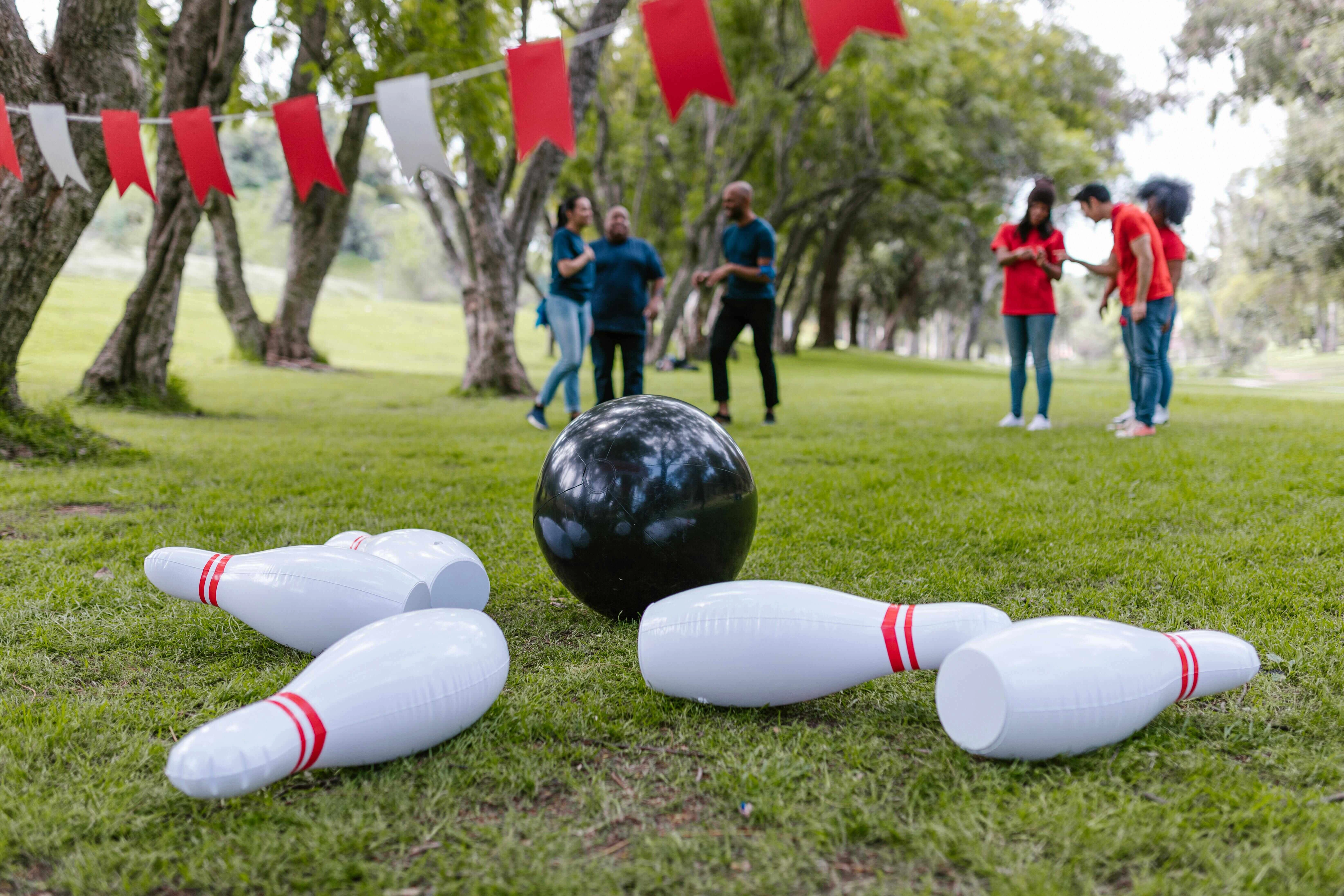 Outdoor Bowling Party Scene