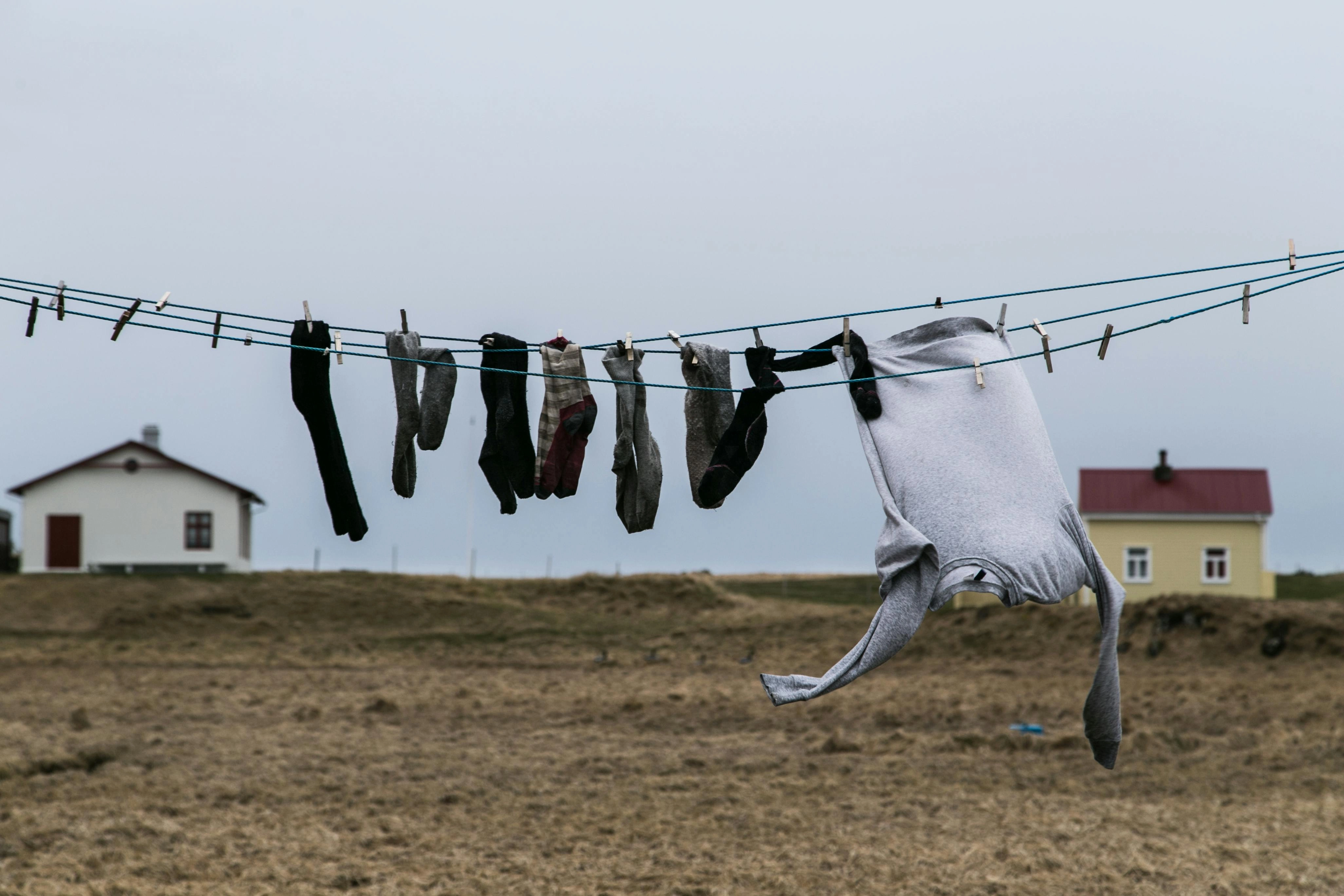 Rural laundry line scene
