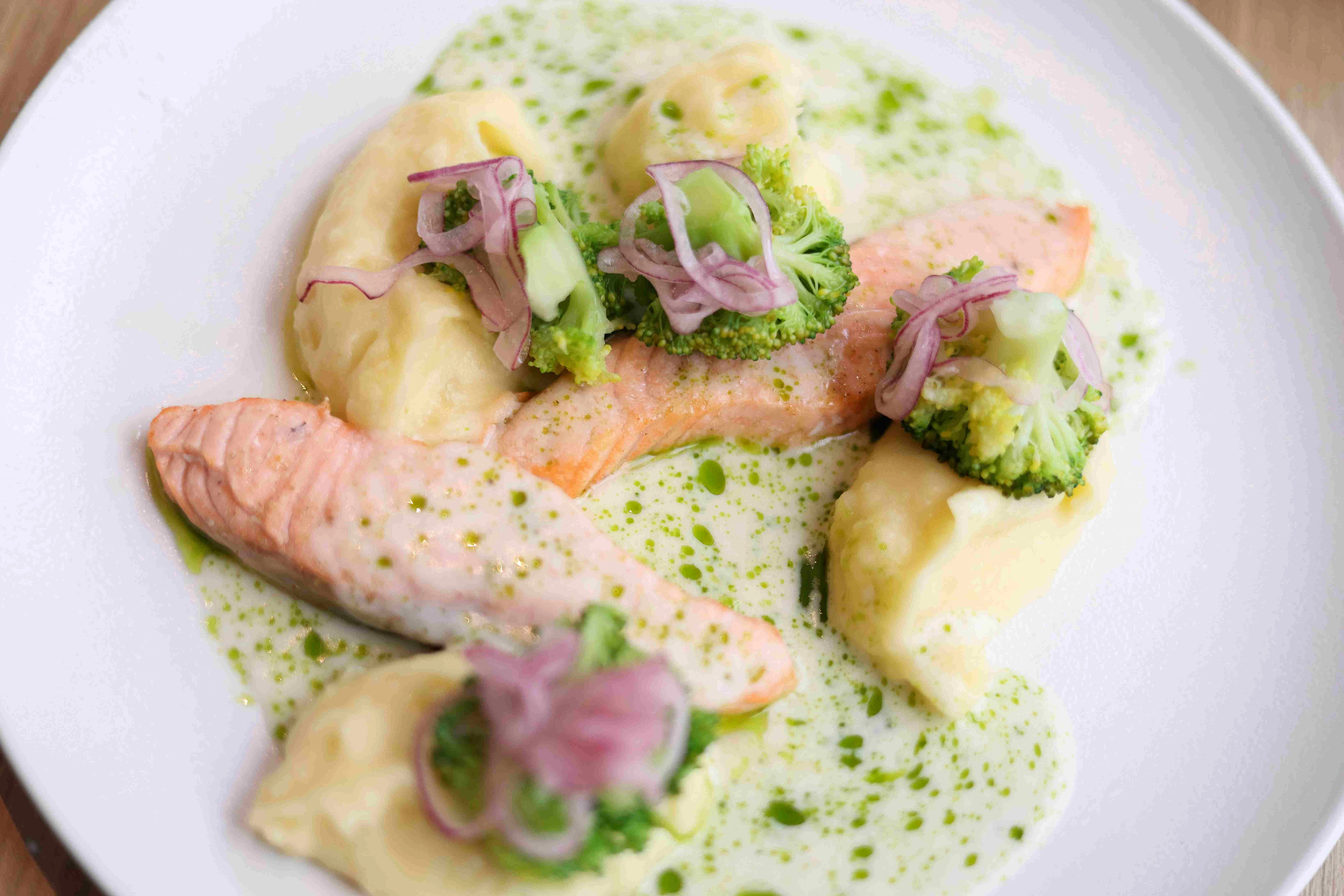 Salmon with Gnocchi and Broccoli