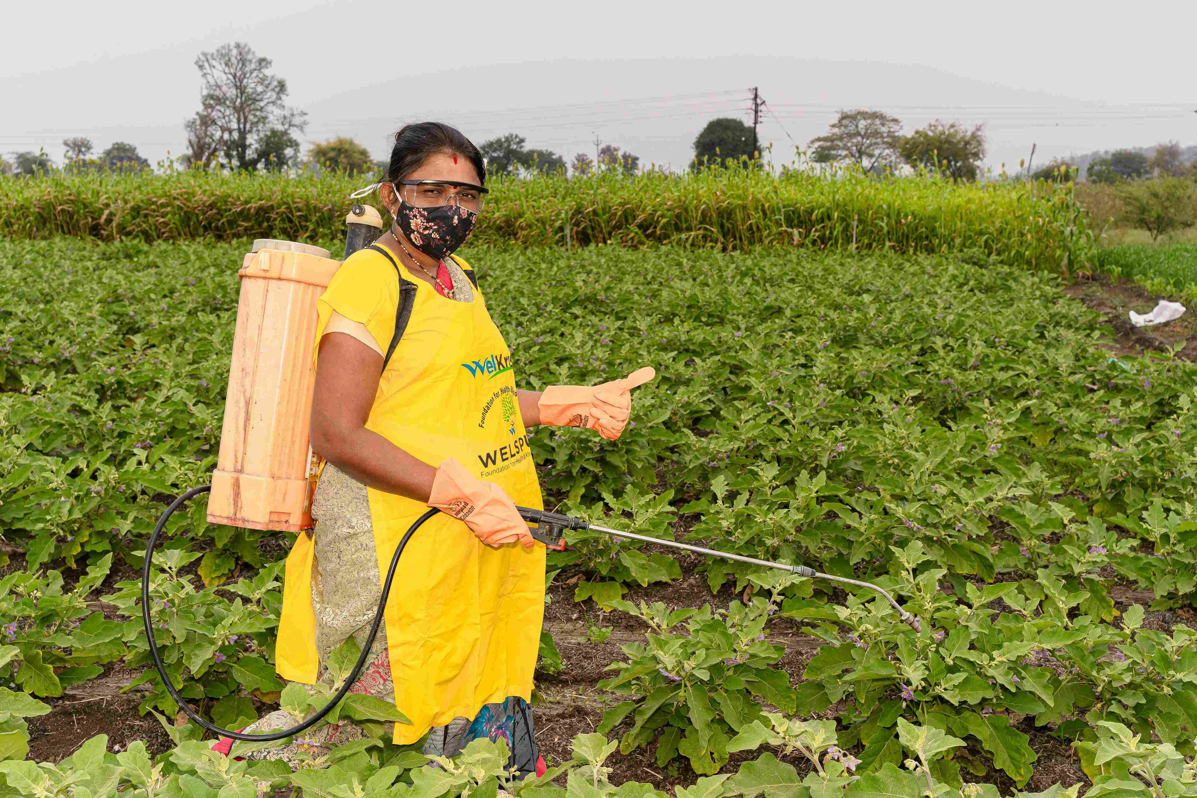 Agricultural Worker Spraying Crops