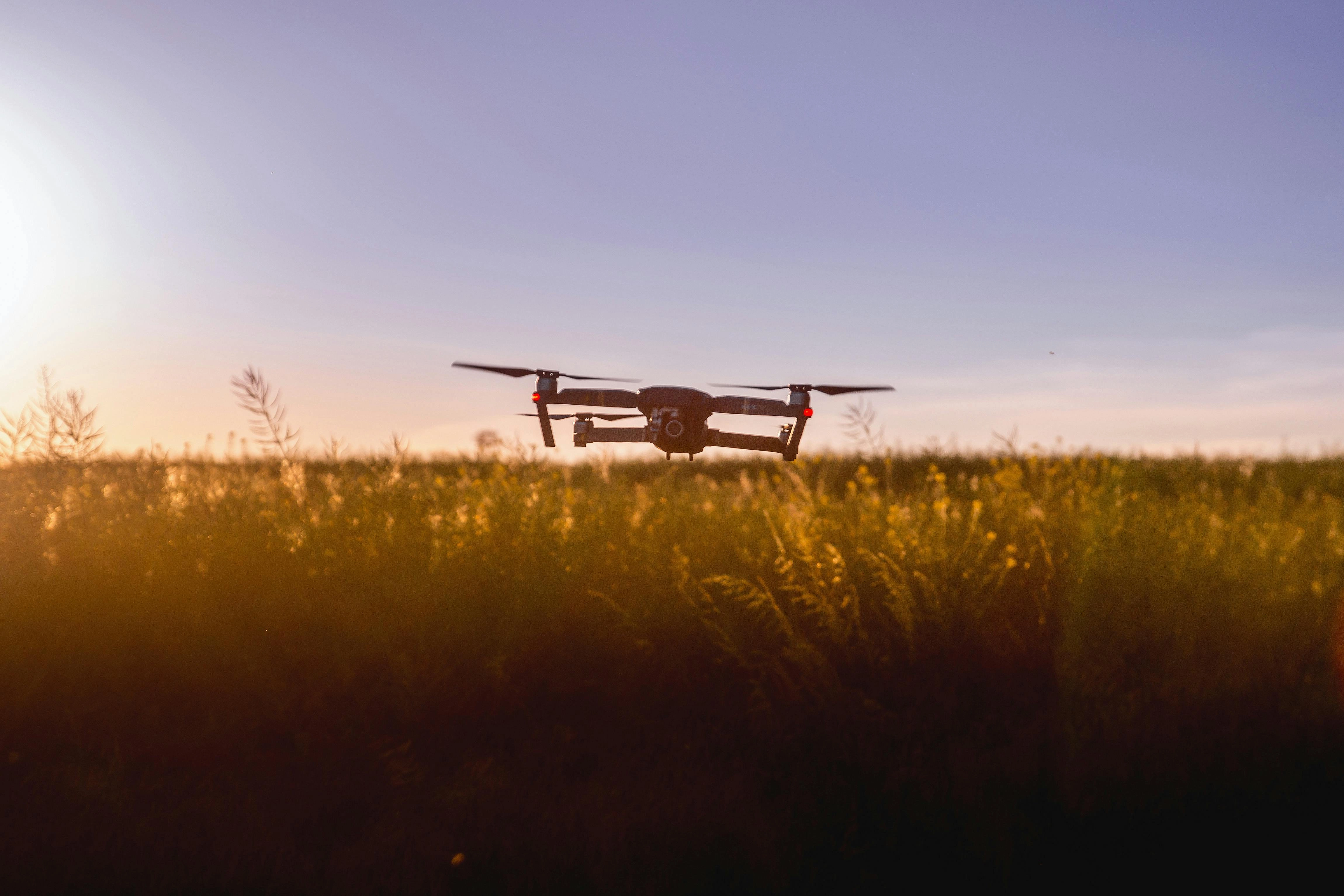 Drone Flying at Sunset