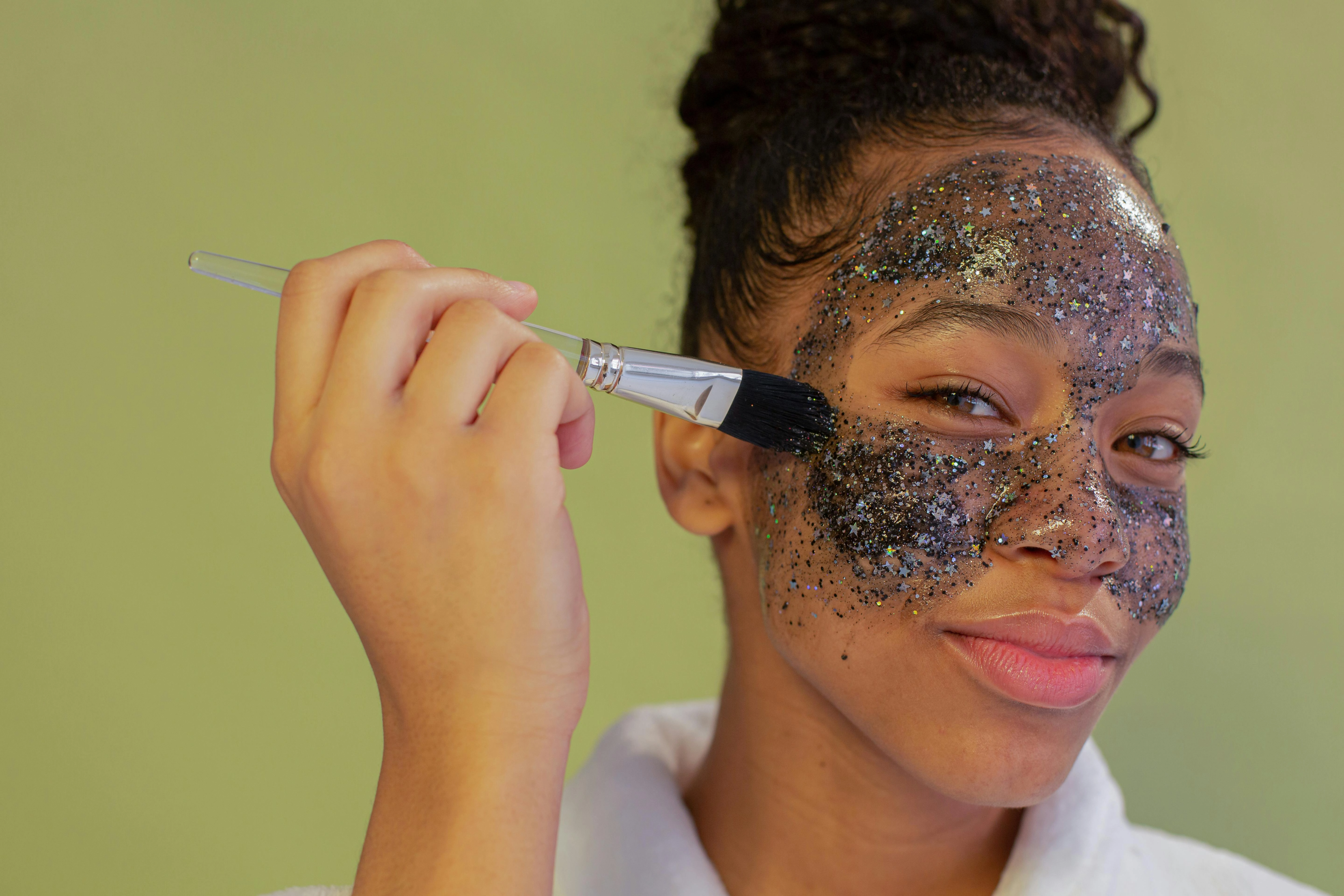 Glitter Makeup Application Closeup