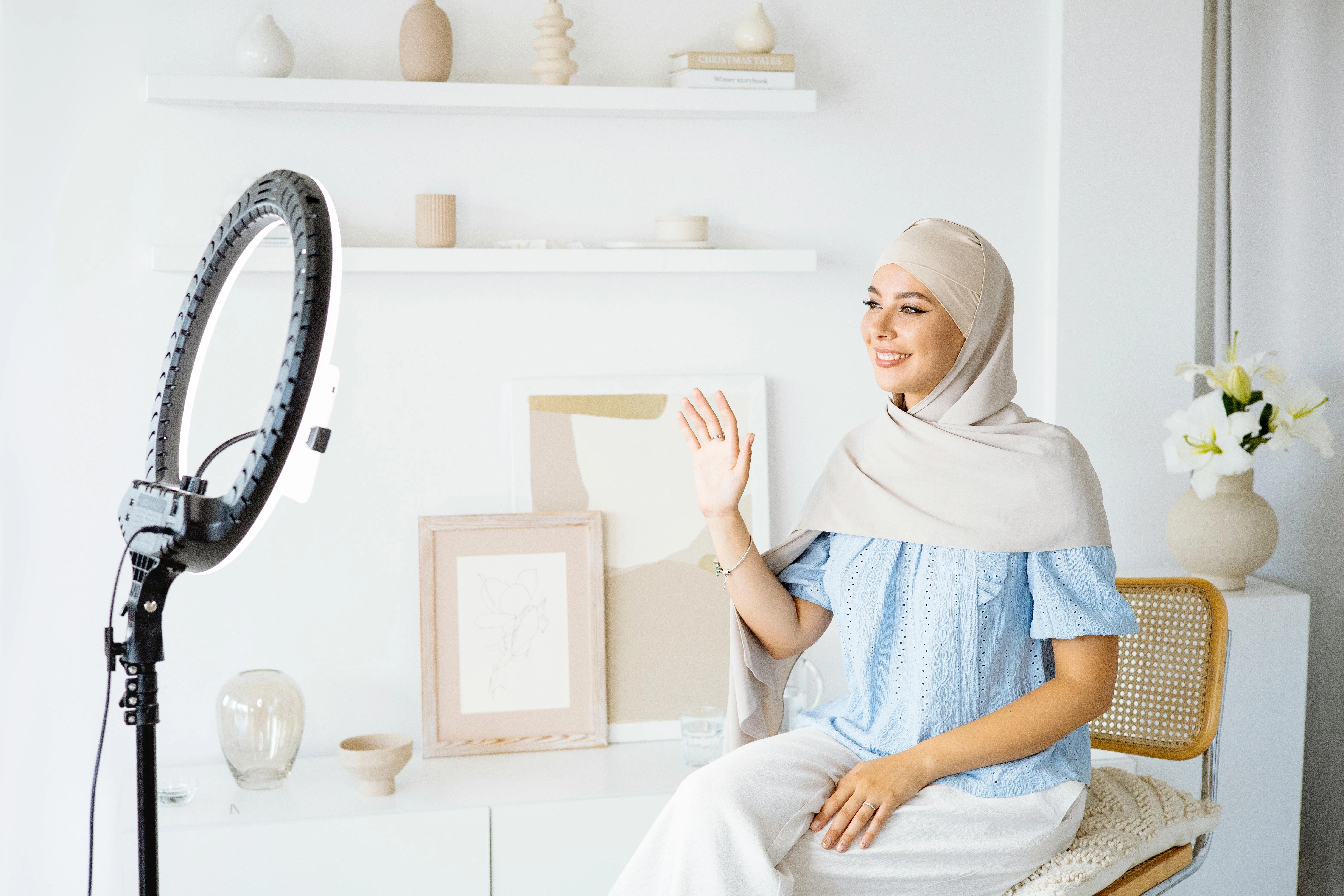 Hijabi influencer creating content Hijabi influencer creating content
