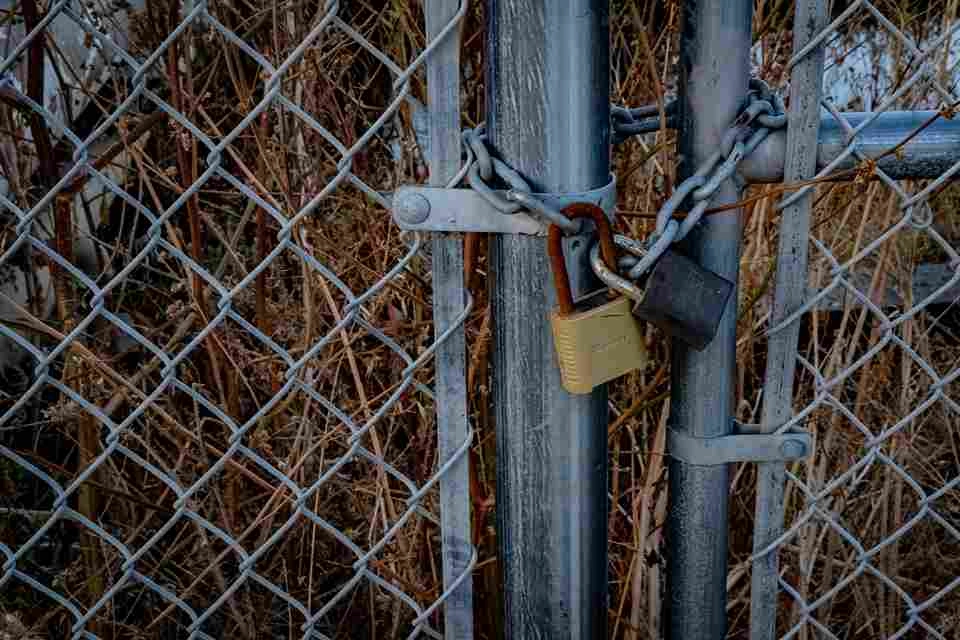 Locked Chain-Link Fence Gate Locked Chain-Link Fence Gate