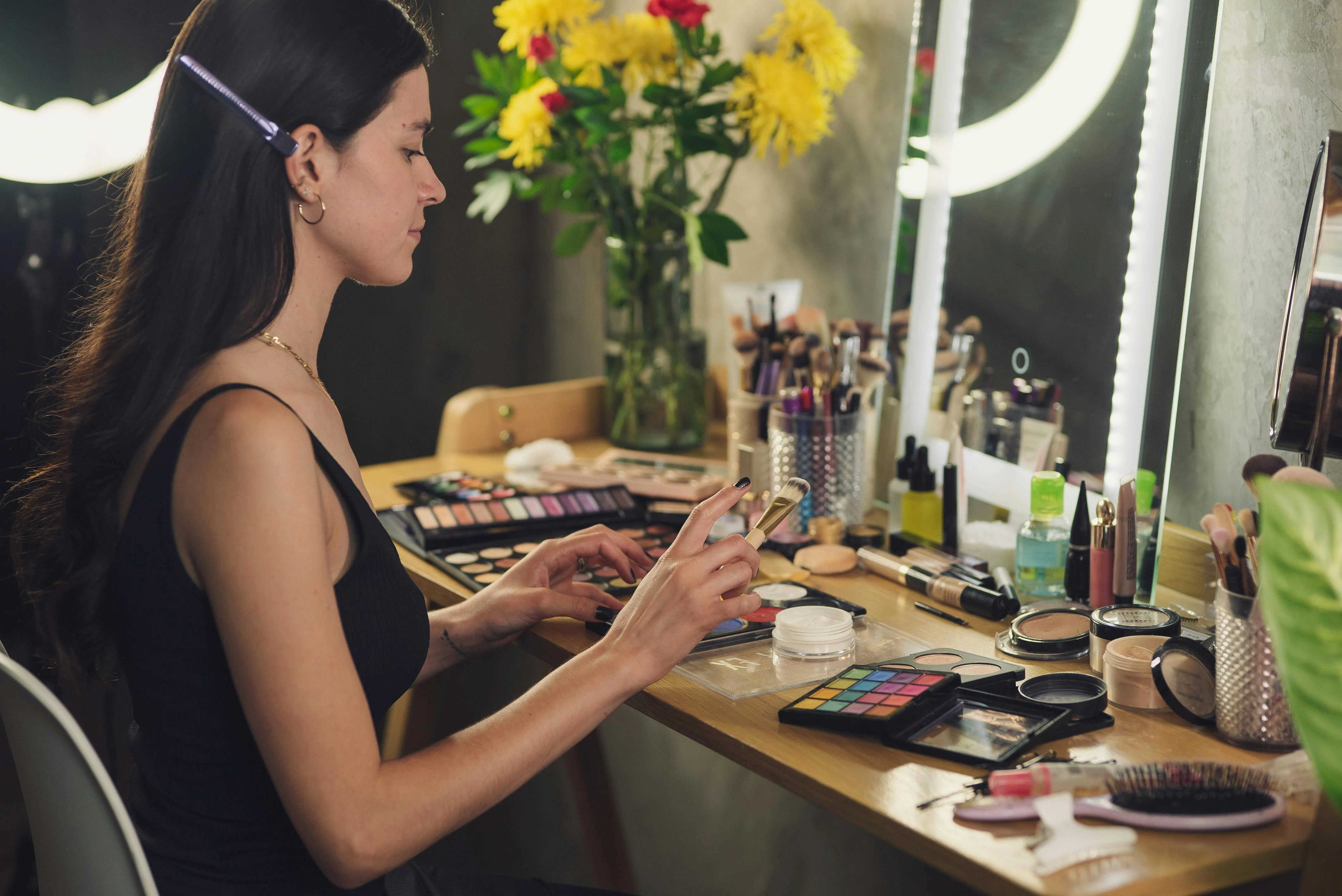 Makeup Artist's Colorful Workspace