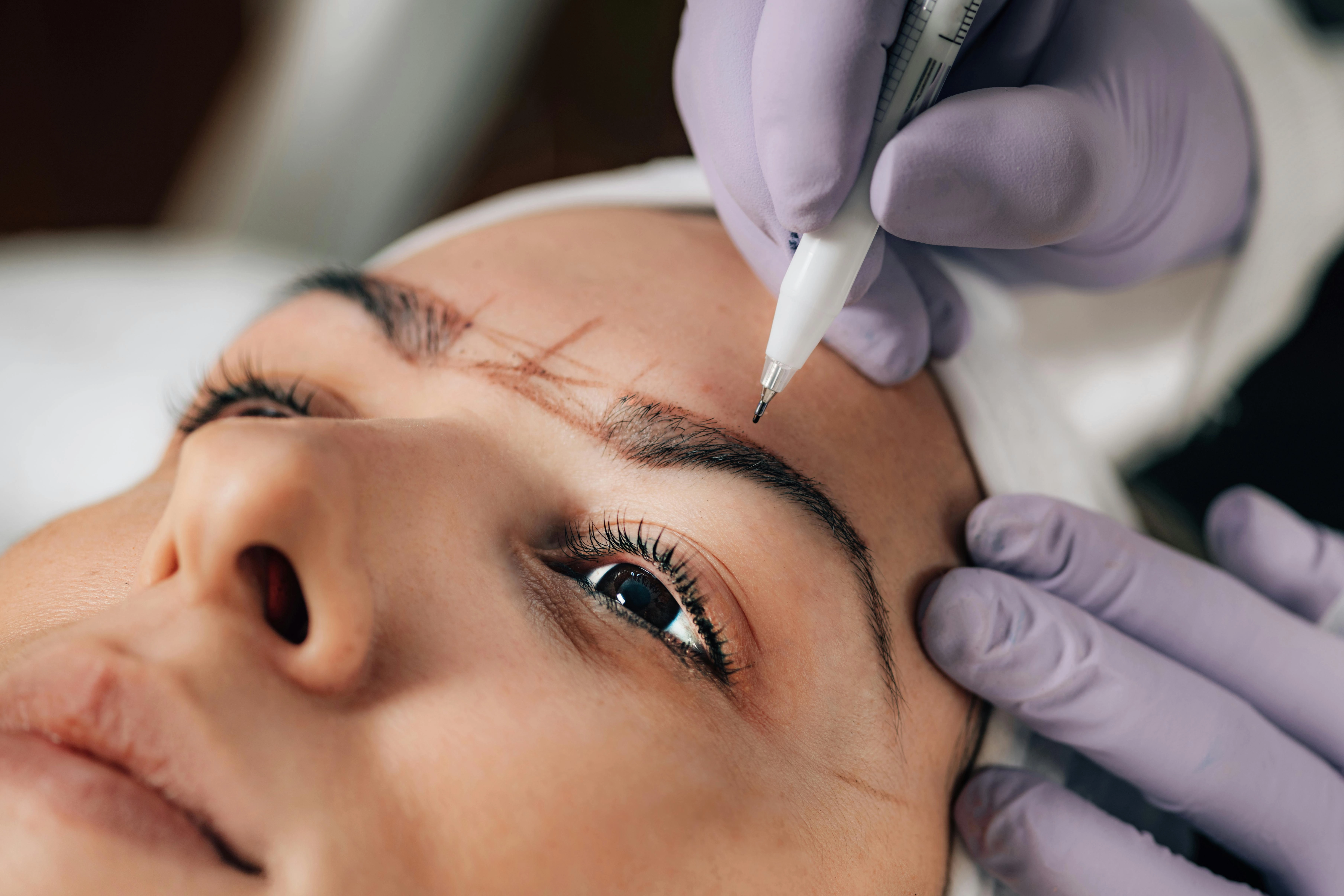 Microblading Eyebrow Procedure Closeup