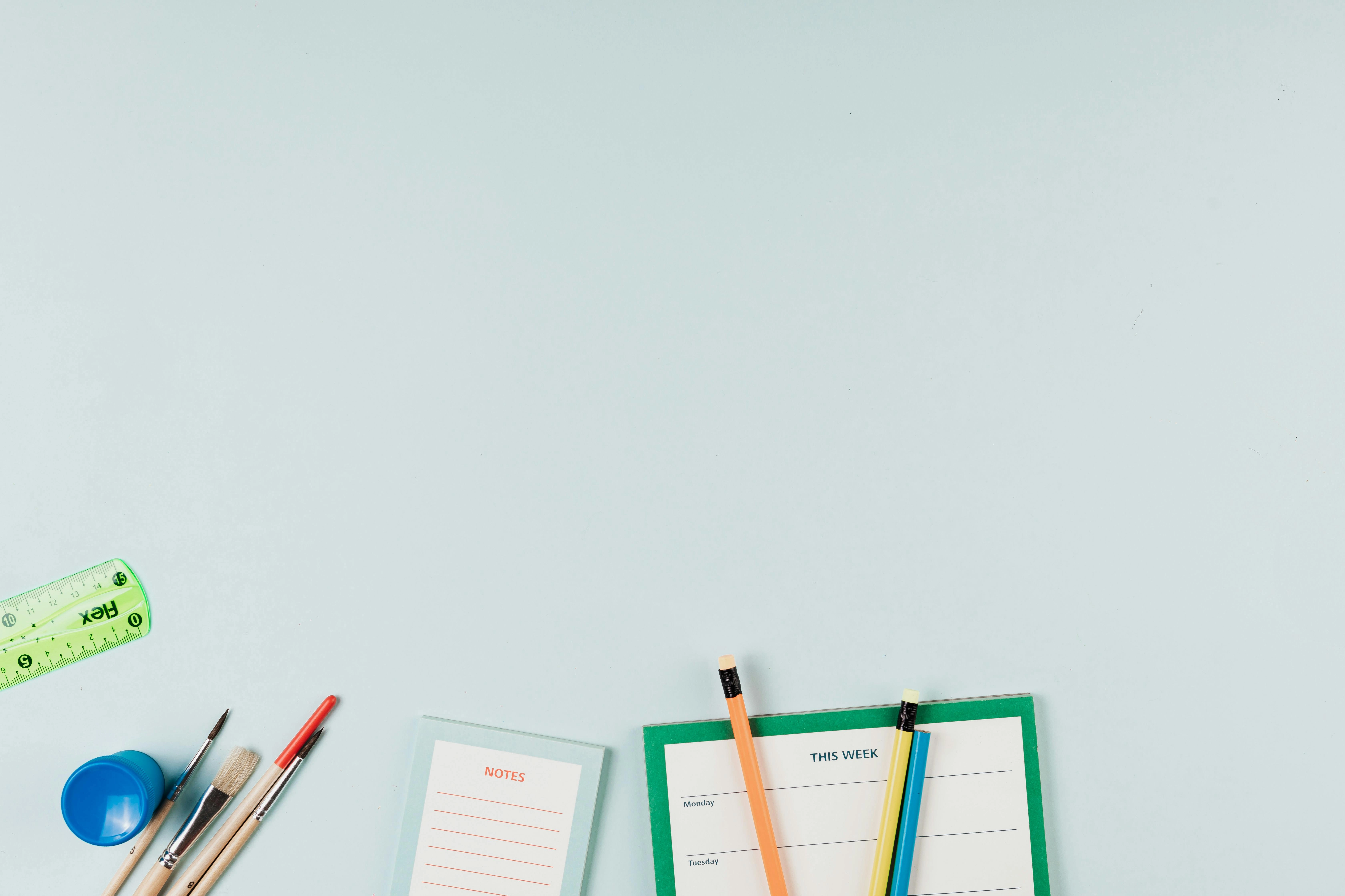School supplies on blue background