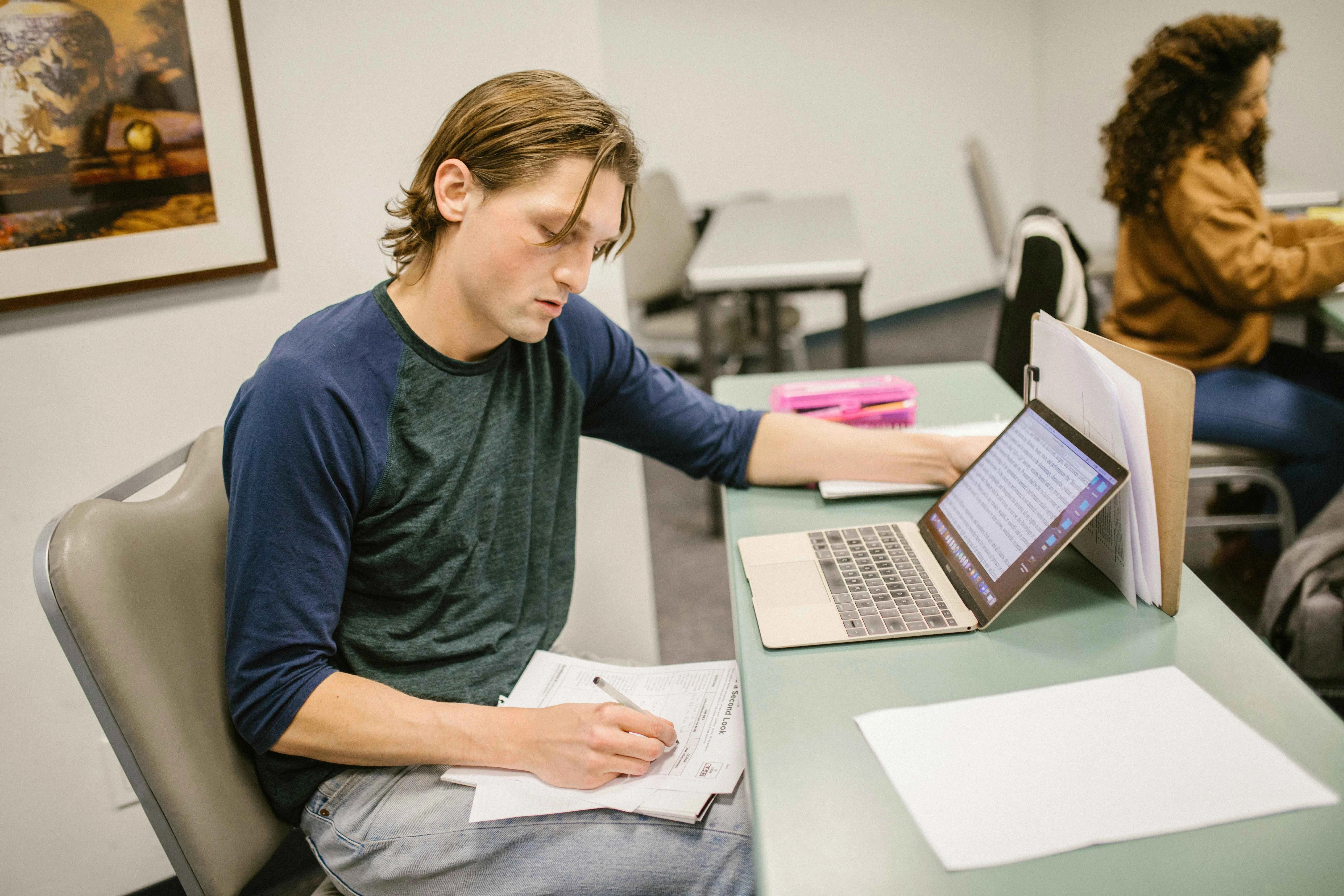 Student studying with laptop Student studying with laptop