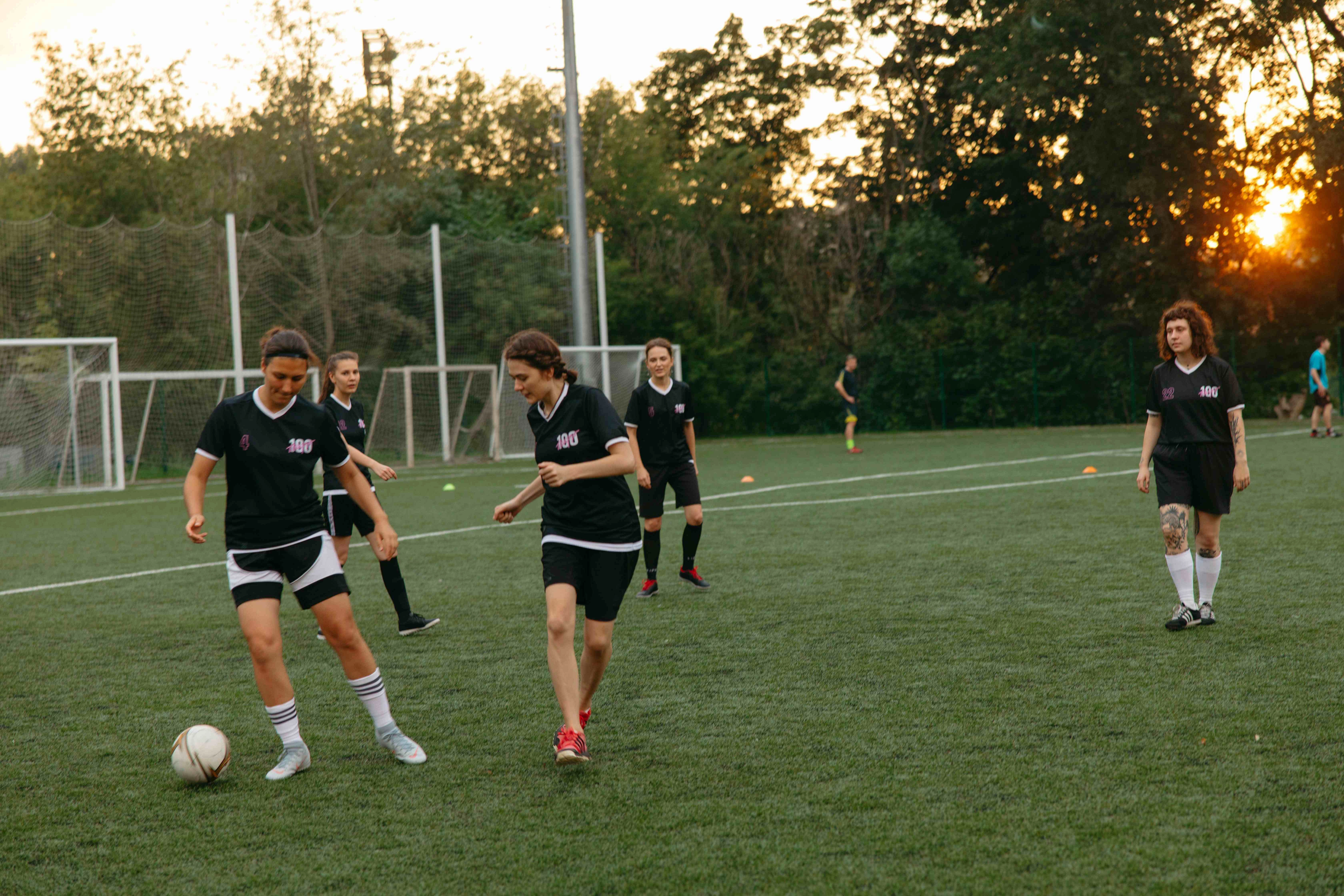 Women's soccer team training Women's soccer team training