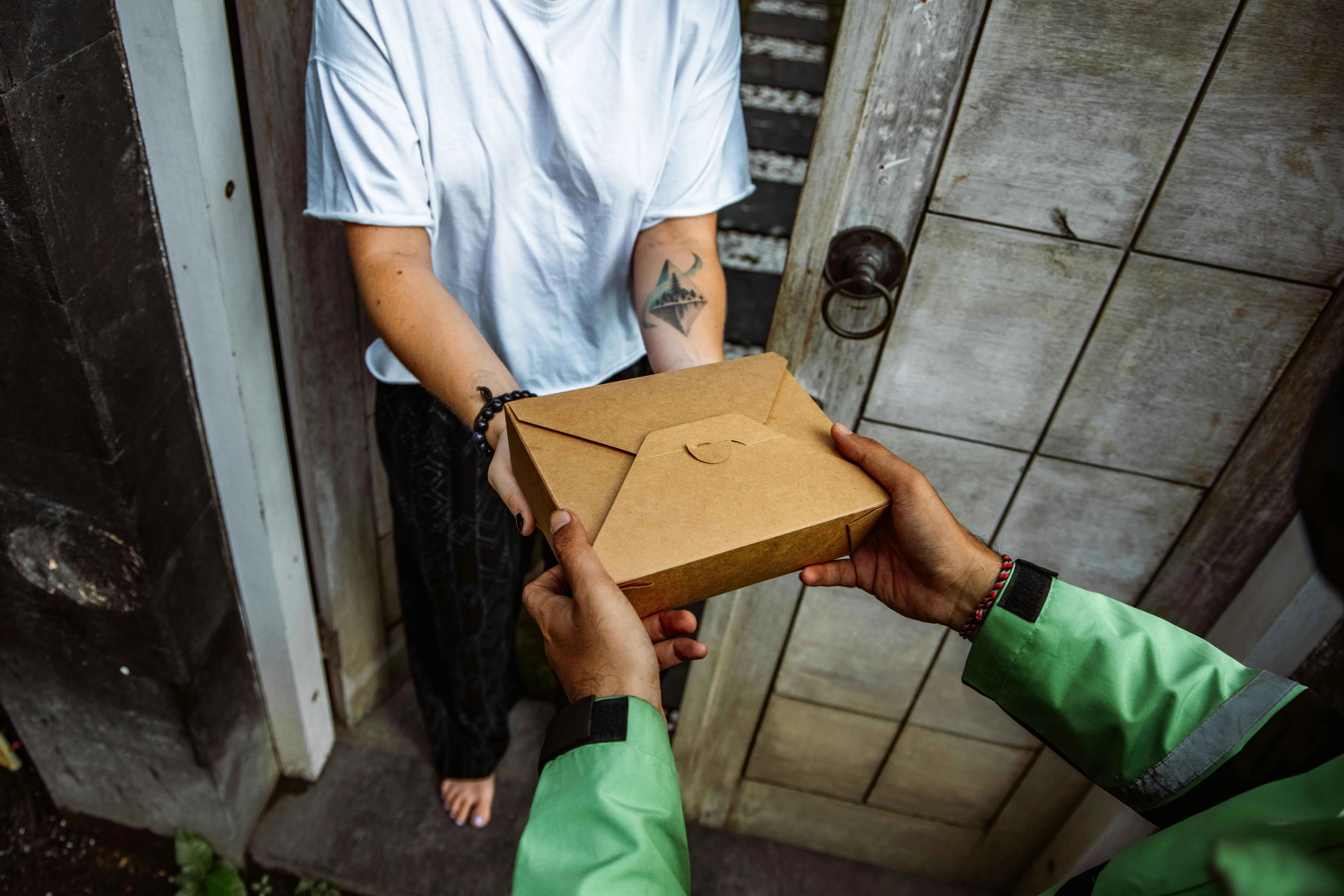 Delivering food at doorstep Delivering food at doorstep