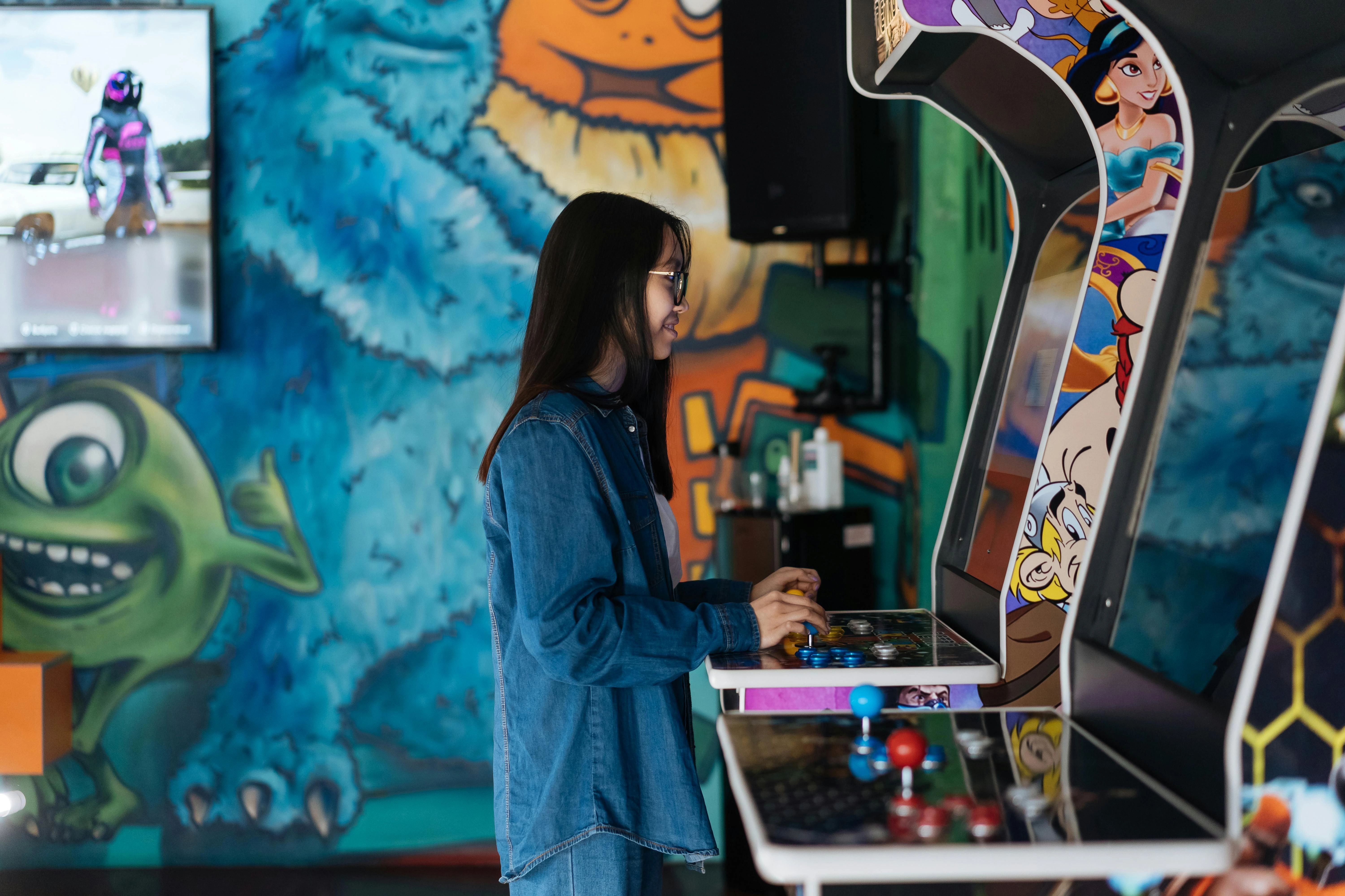 Arcade Gaming in Colorful Environment Arcade Gaming in Colorful Environment