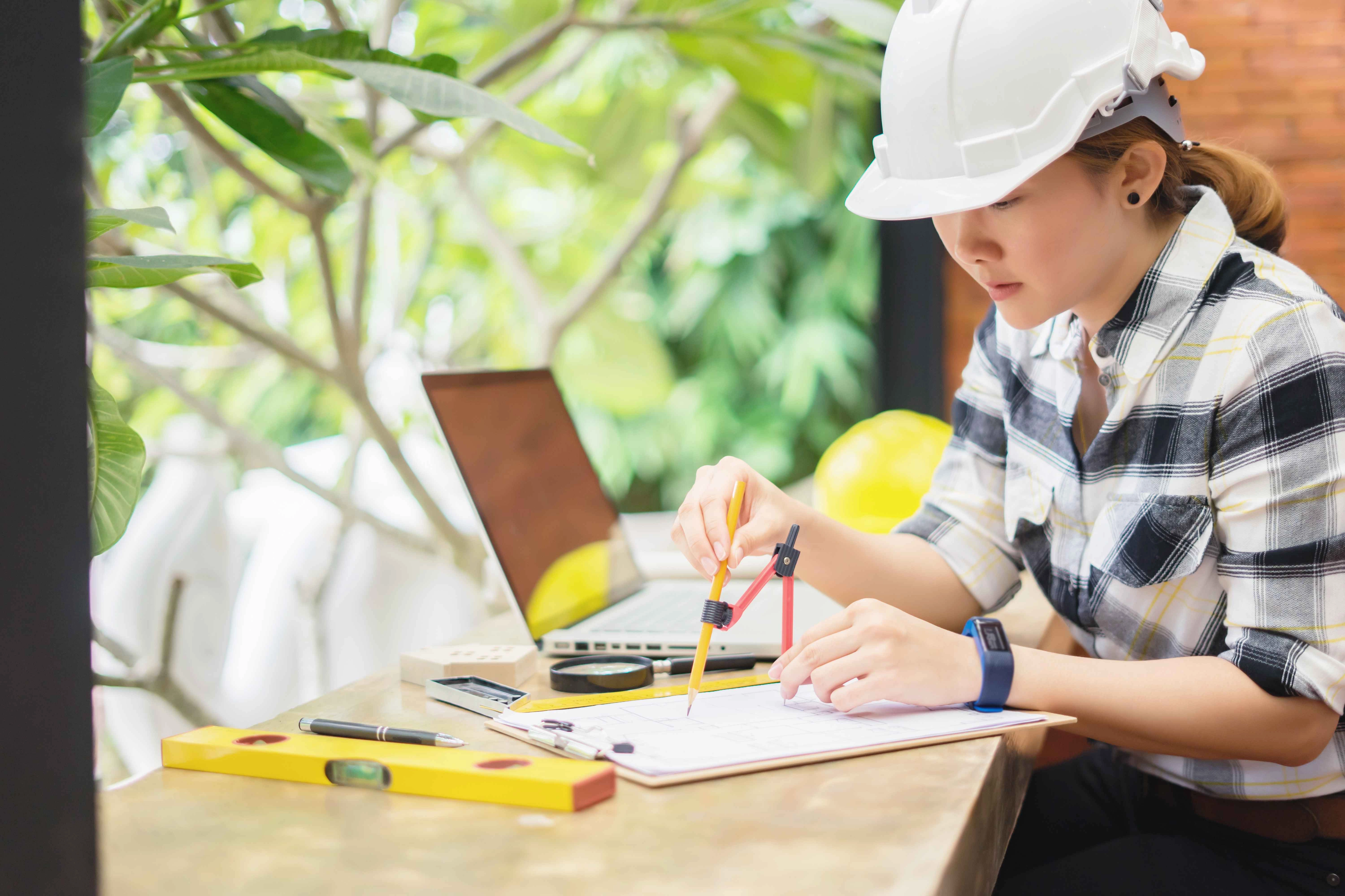 Architect Working Outdoors Architect Working Outdoors