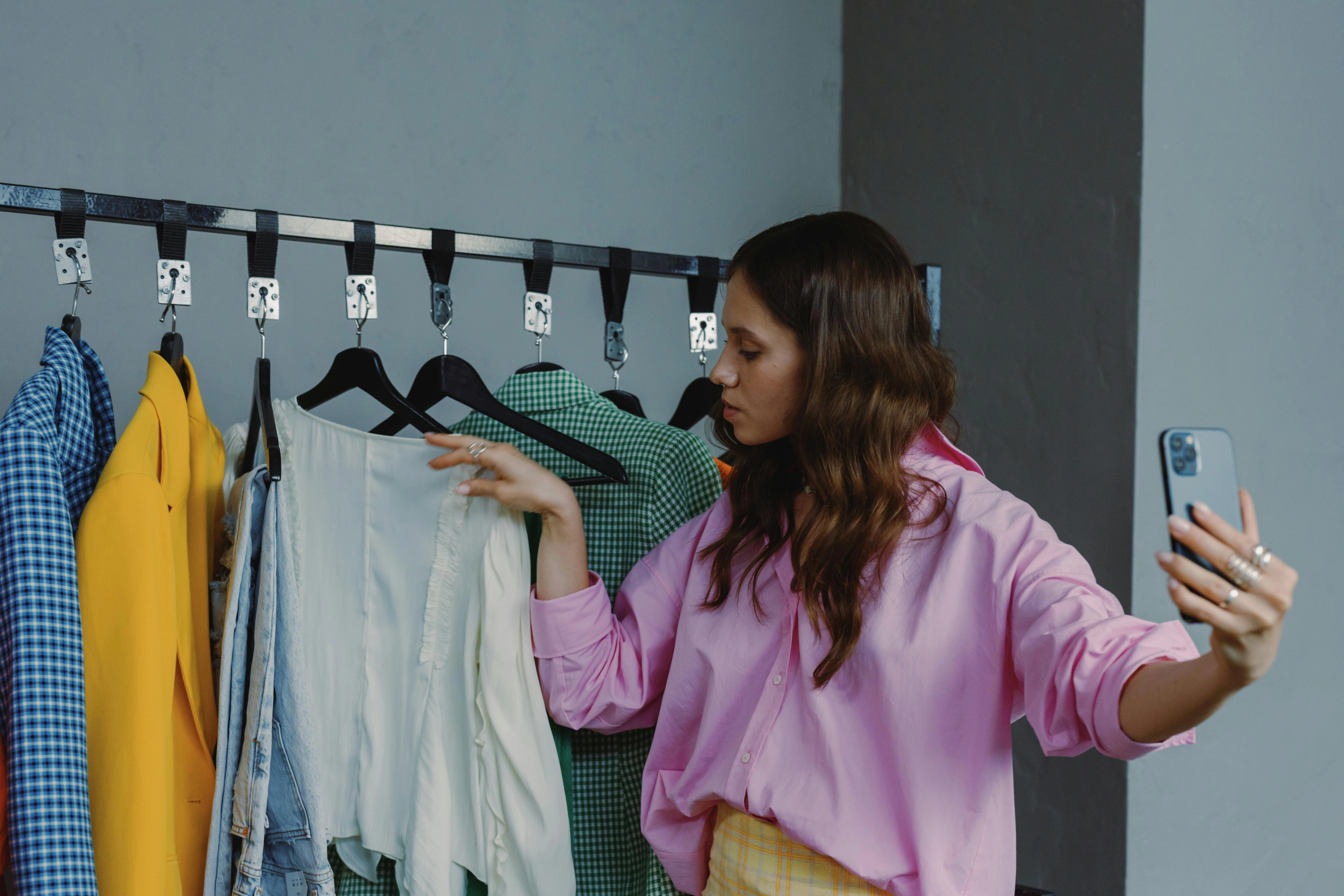 Fashion Selfie with Clothes Rack Fashion Selfie with Clothes Rack