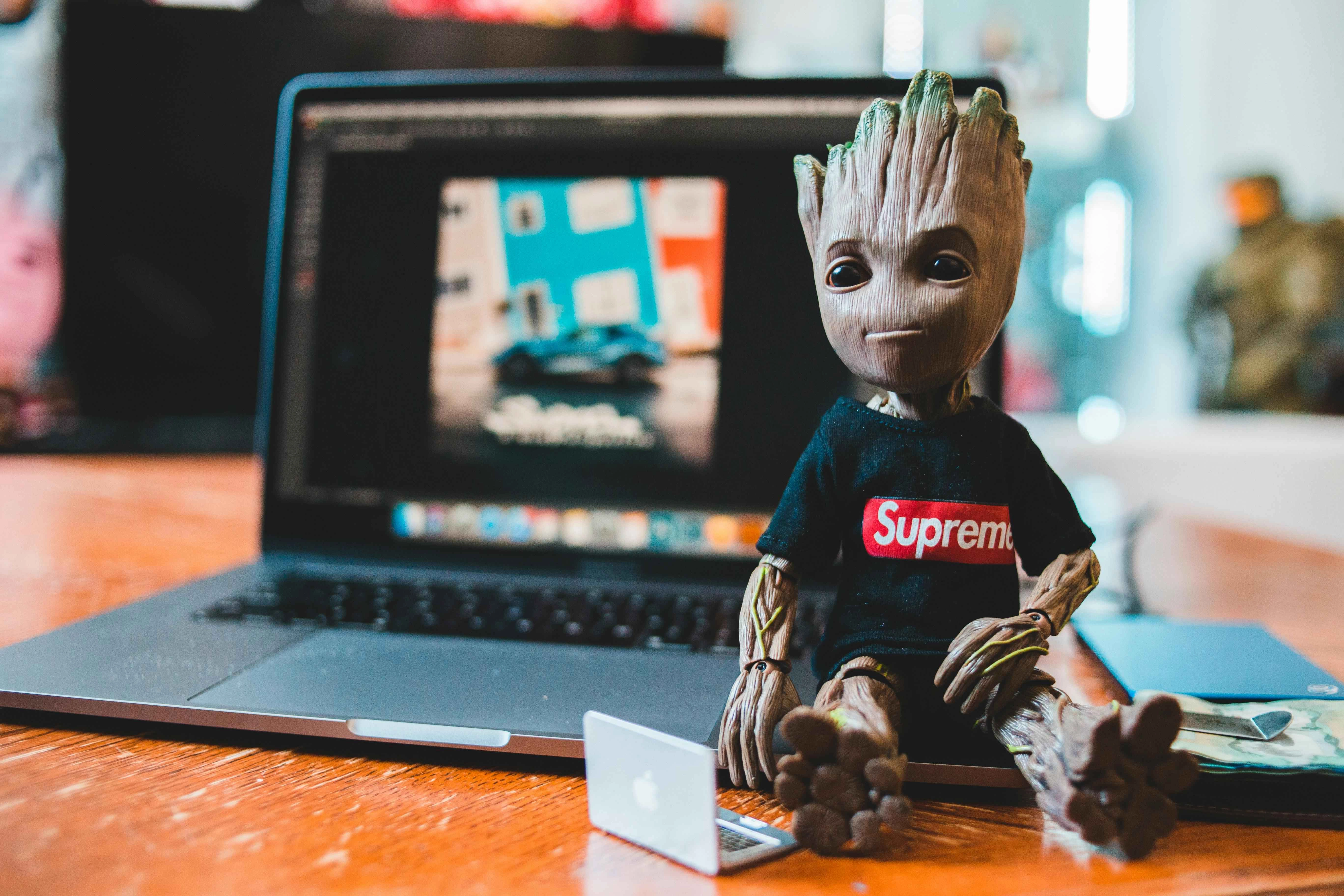 Groot figurine with Supreme shirt
