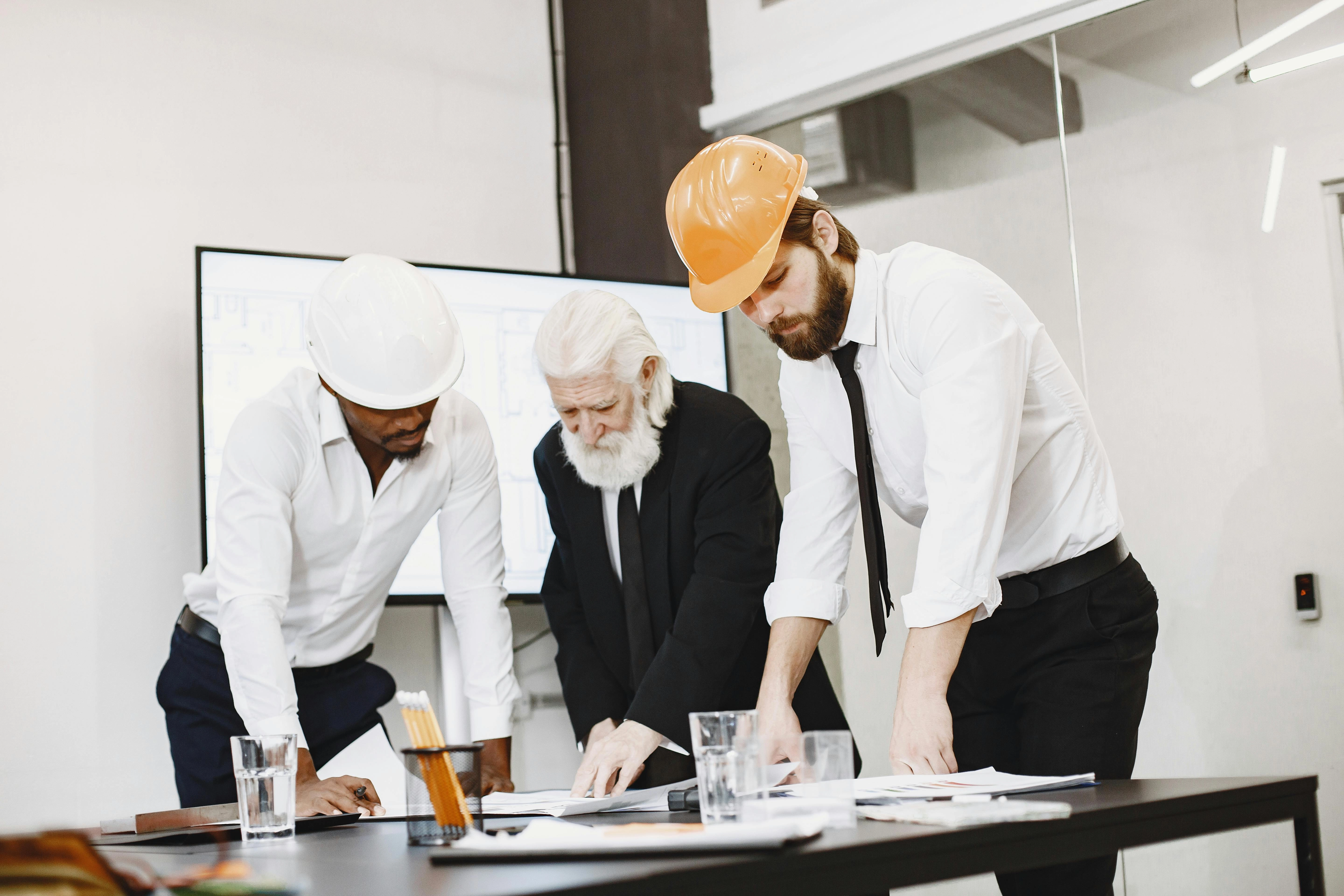 Multi-generational construction project meeting