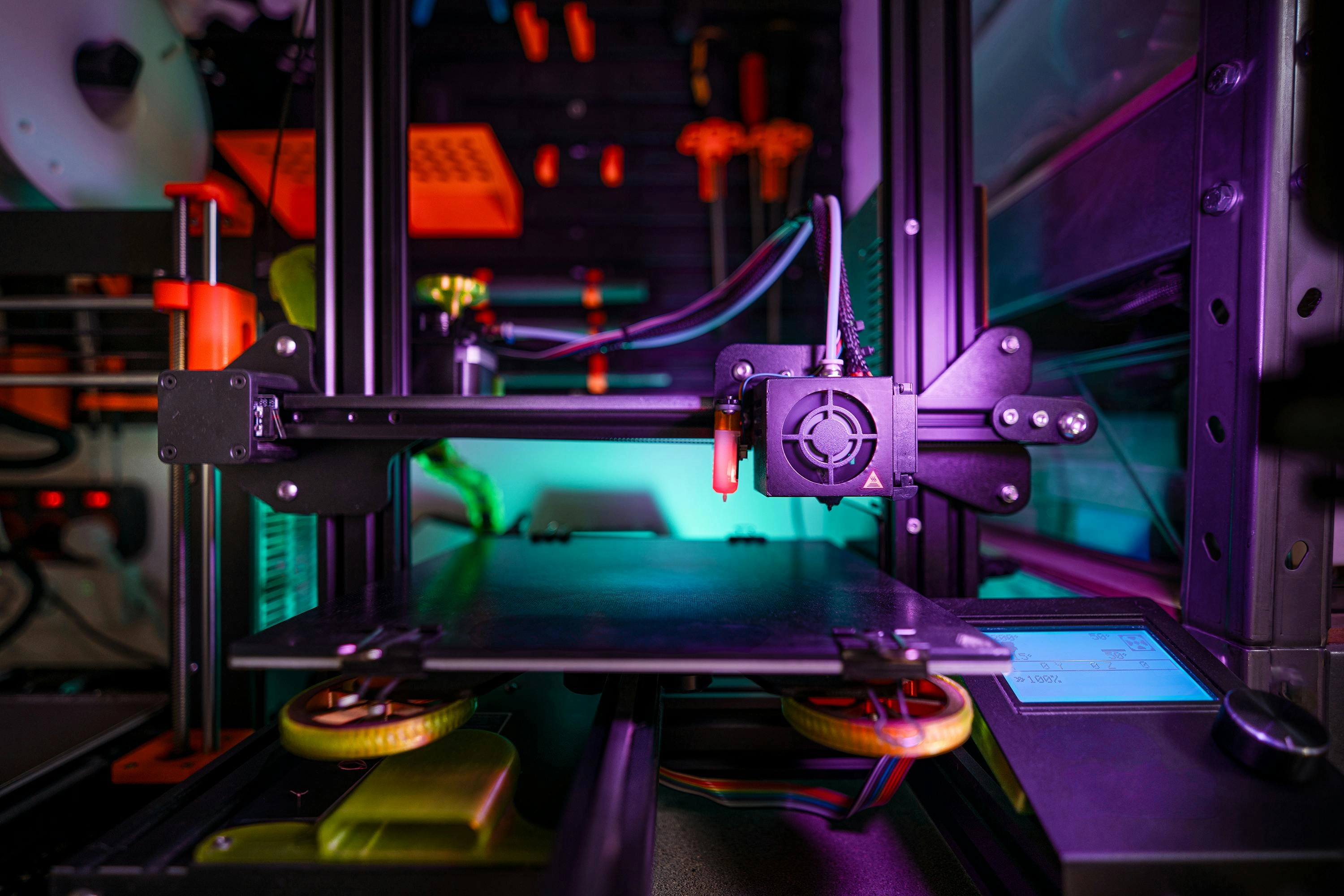 Neon 3D Printer Close-up Neon 3D Printer Close-up