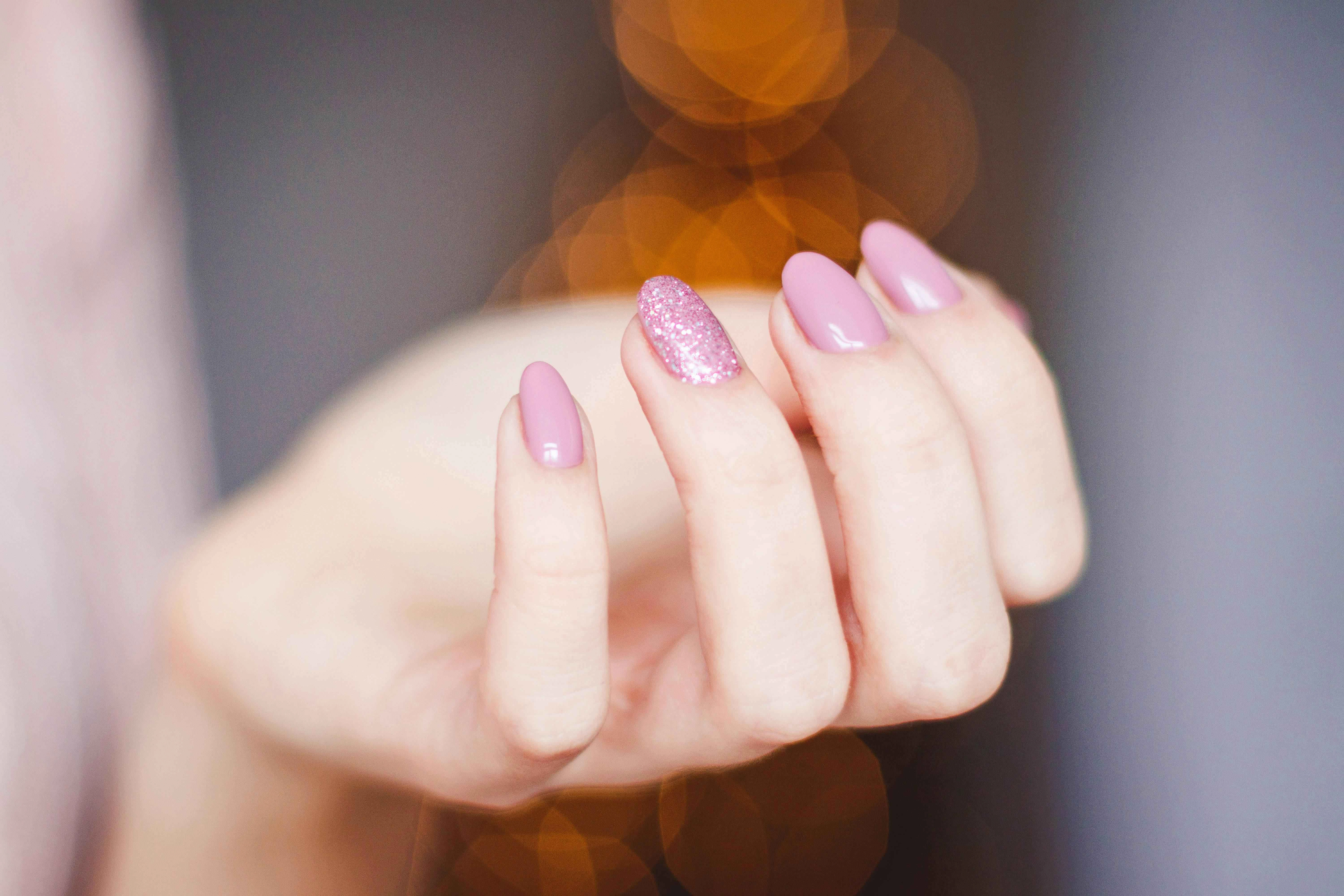 Pink Glitter Manicure Closeup Pink Glitter Manicure Closeup