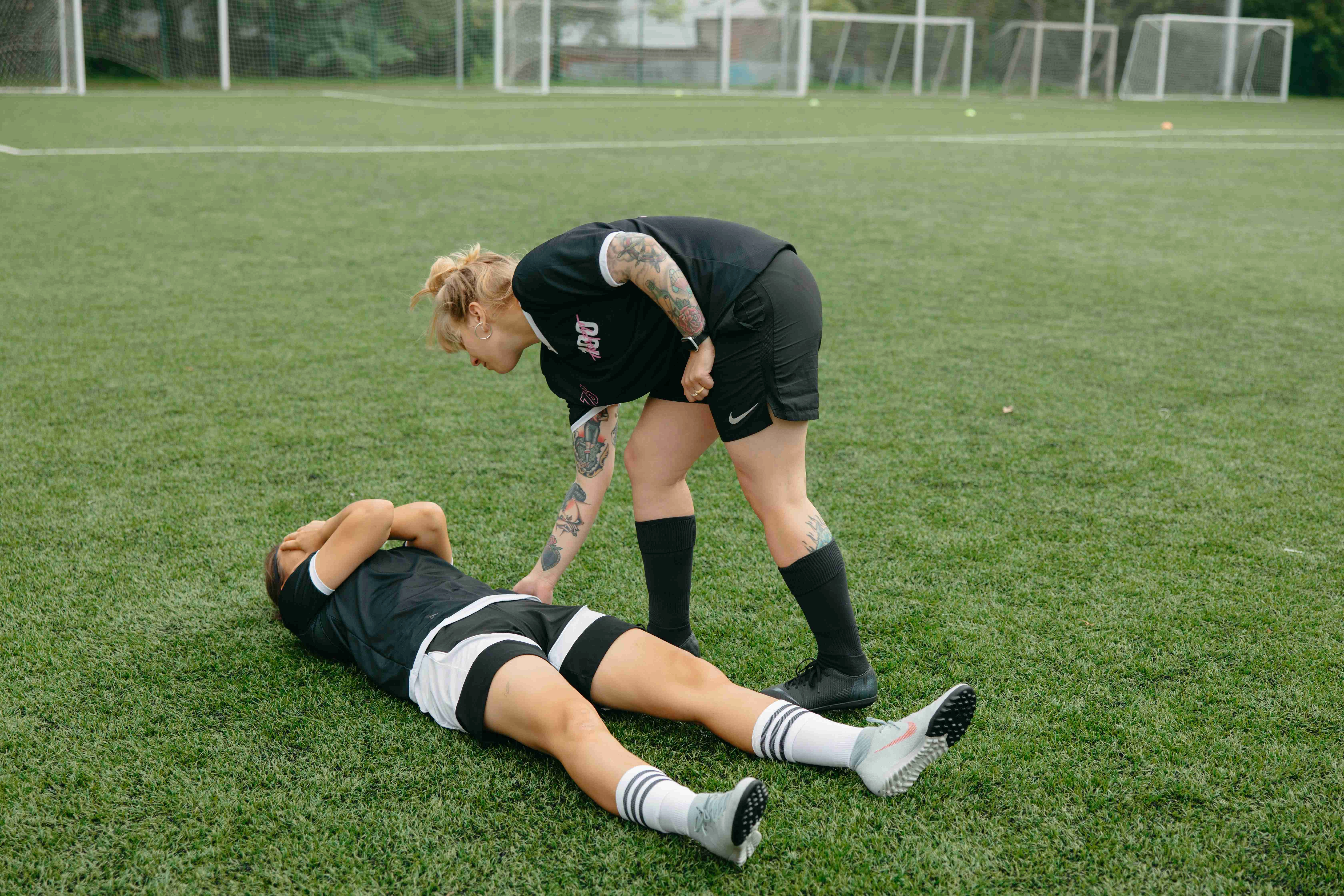 Soccer injury on field Soccer injury on field